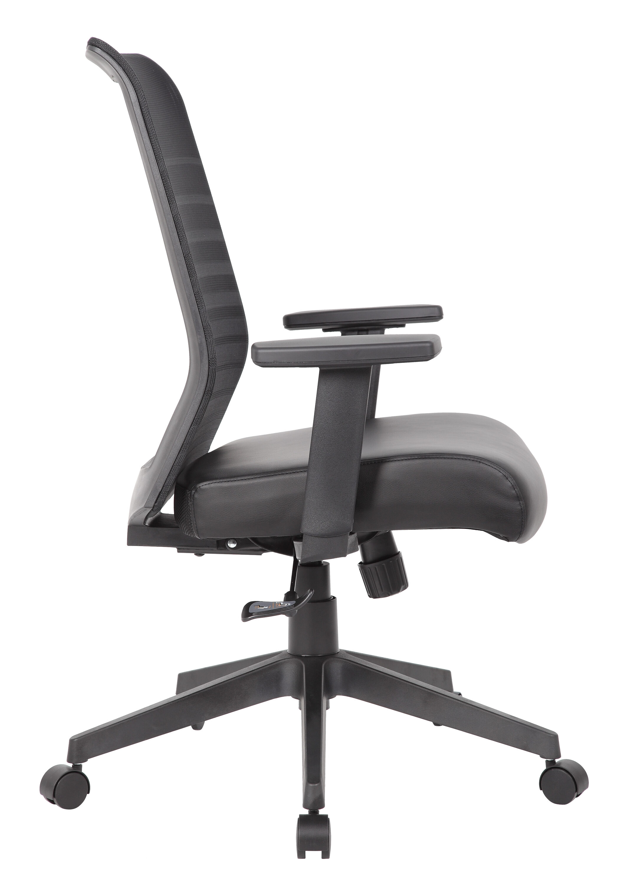 Black Ergonomic Mesh Back Vinyl Task Chair with Adjustable Arms