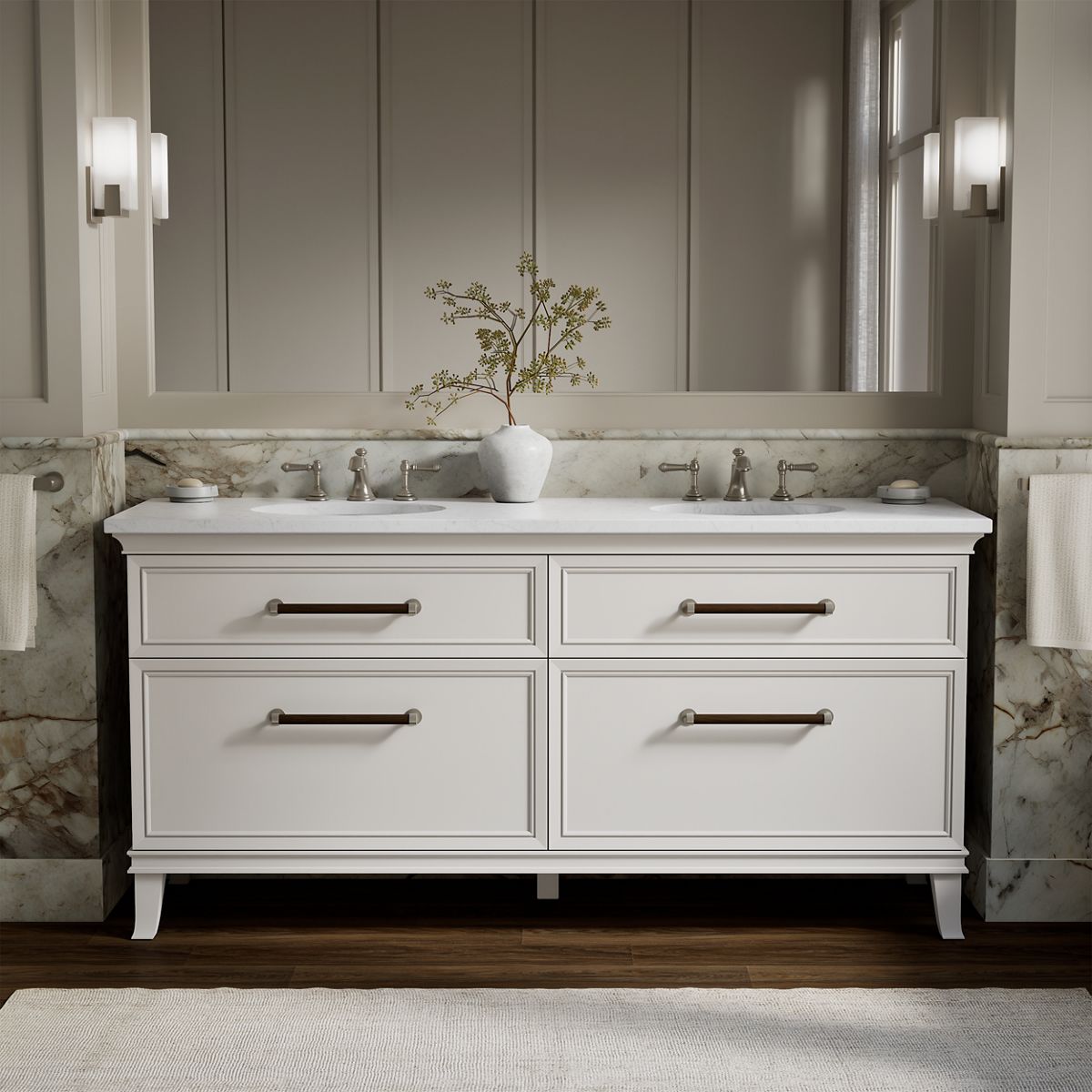 KOHLER Artifacts 72-in Linen White Bathroom Vanity Base Cabinet without Top #29482-1WA
