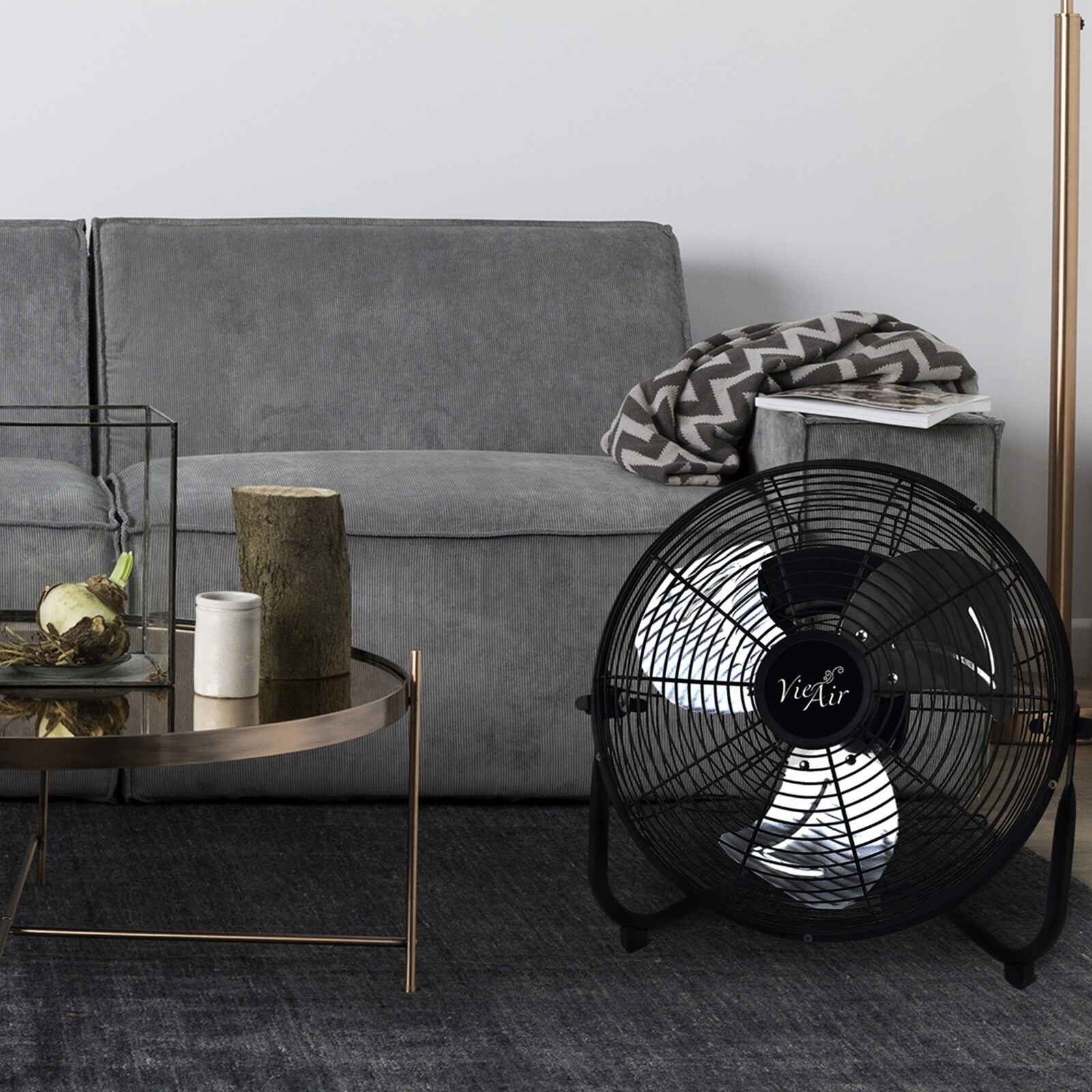 12-Inch Black Metal Three-Speed Floor Drum Fan