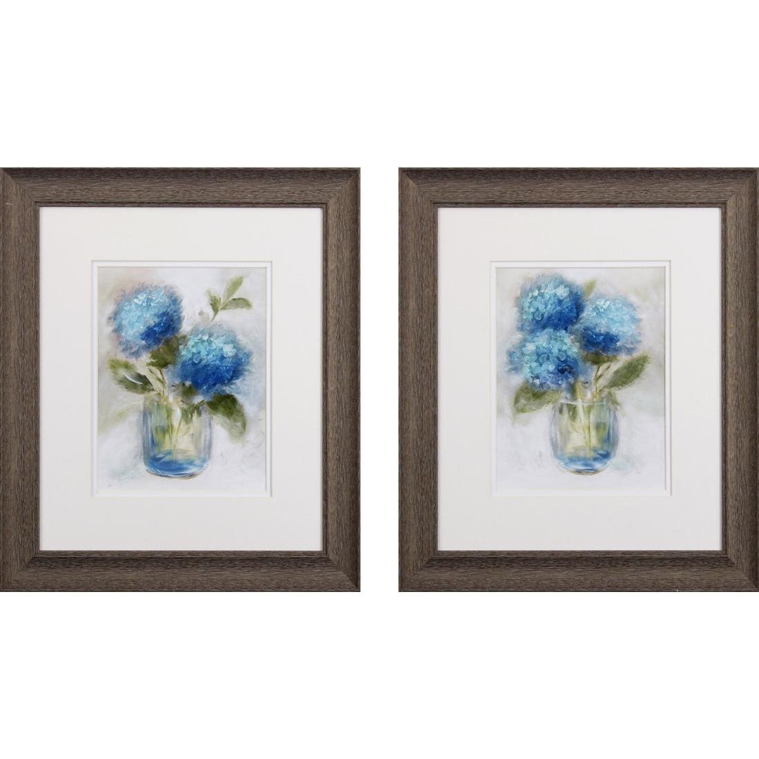 HomeRoots 4000401406 Set of Two Blue Hydrangea Watercolor Wall Art