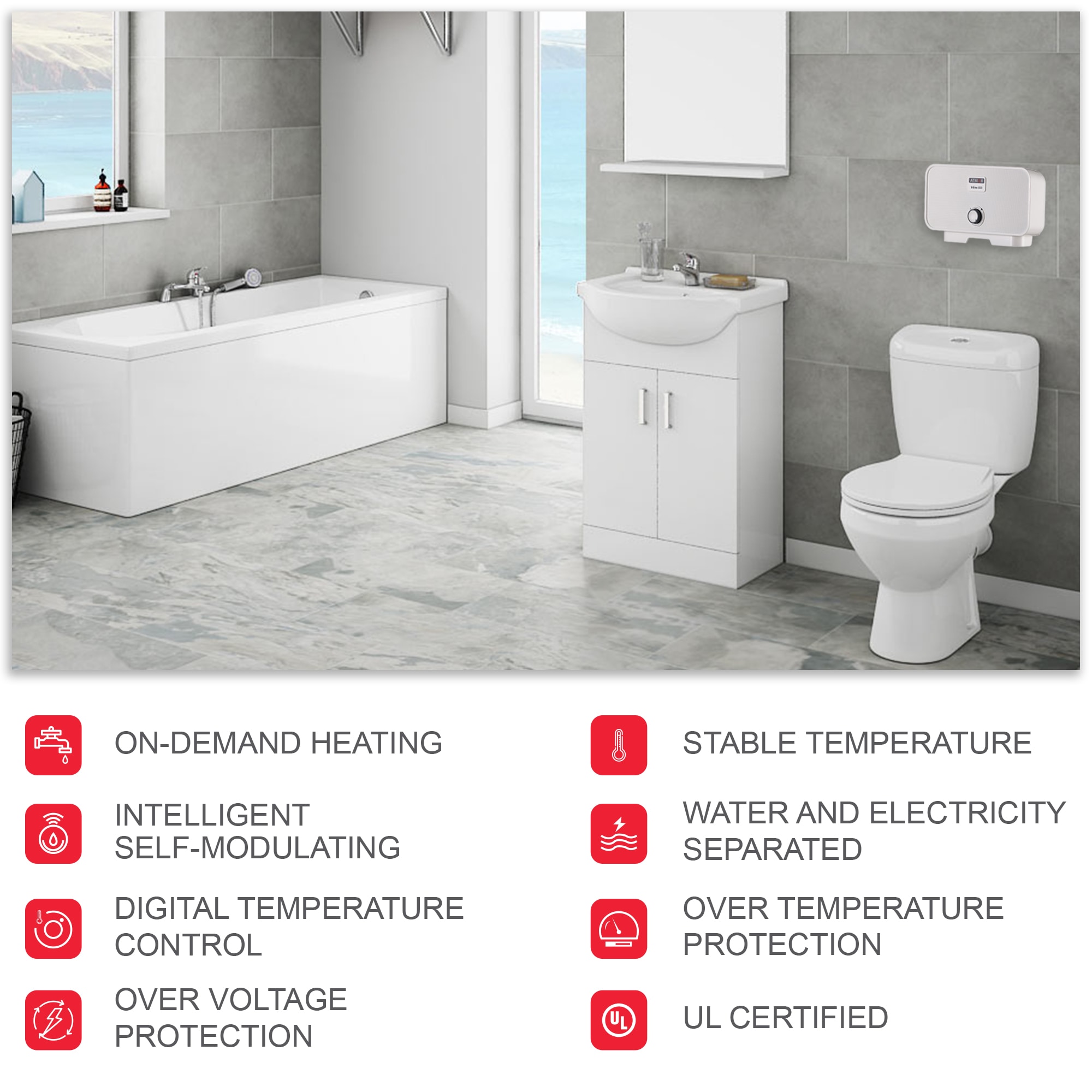 Instant Hot Water Heater Electric Tankless On Demand House Shower Sink  6000W USA