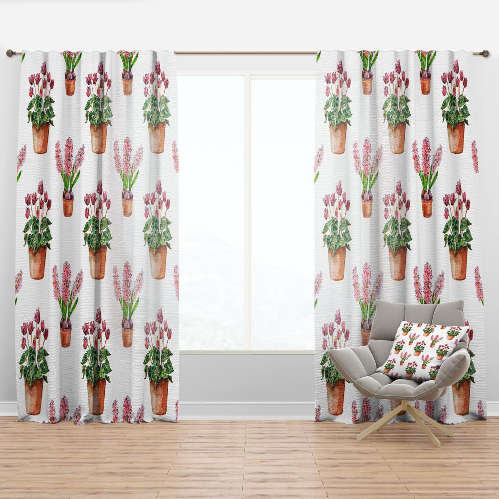 Designart CTN17595-52-84 84-Inches White Floral Room darkening Thermal lined Rod pocket Single curtain panel