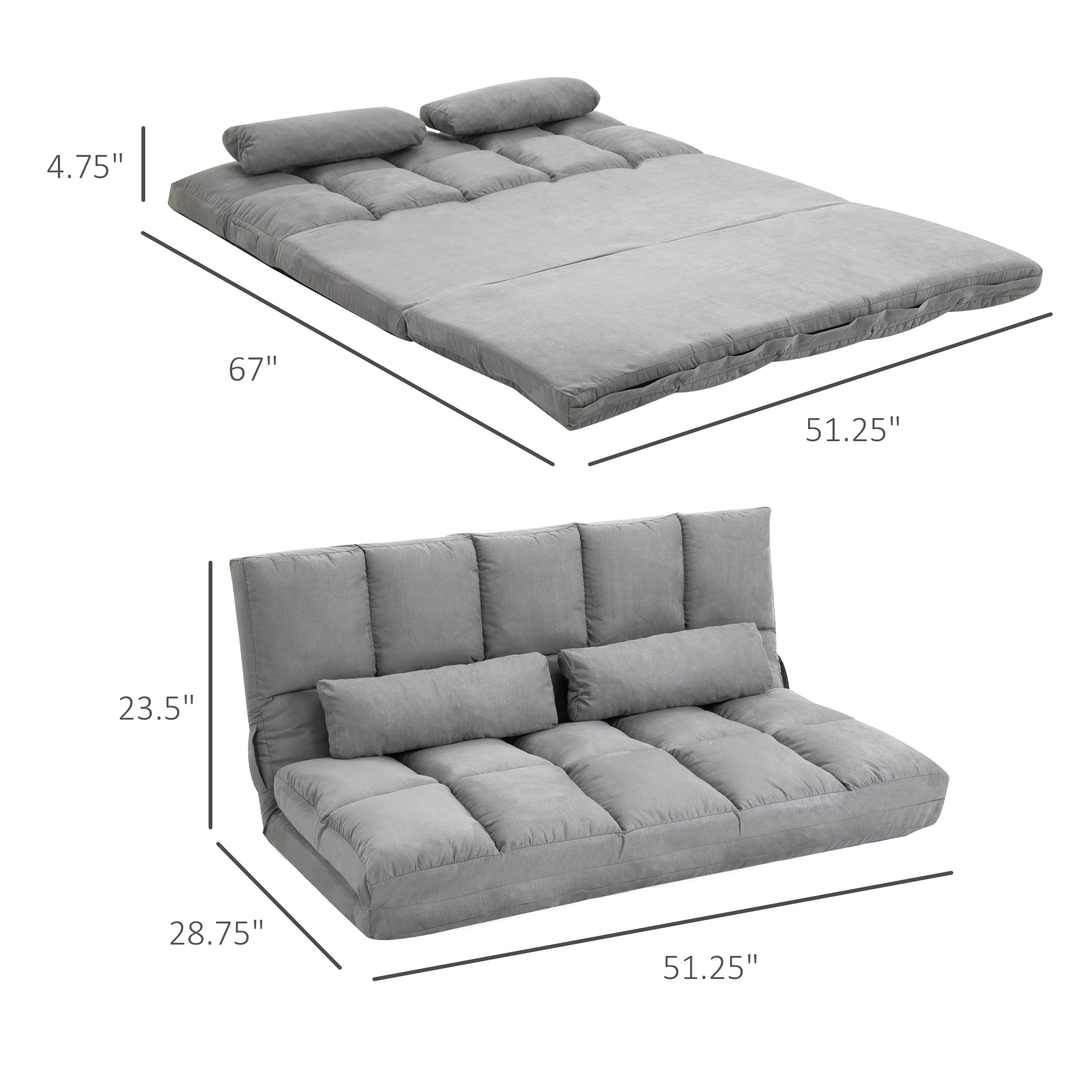 HomCom 833-932V80GY Sofas-Loveseats - View #3