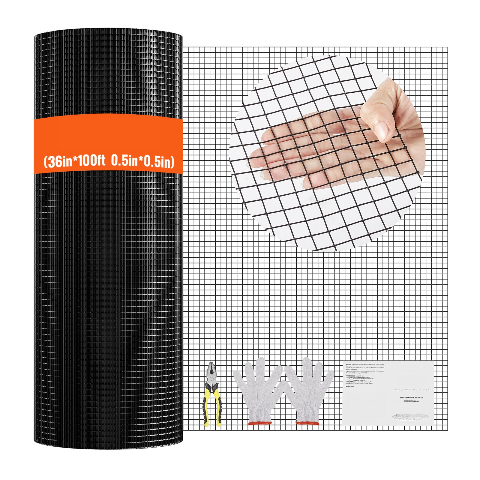 VEVOR SCJSGSWL36IN02235V0 Hardware Cloth  36ftft x 100ft Galvanized Wire Mesh Roll  19 Gauge Chicken Wire Fence Roll  Vinyl Coating Metal Wire Mesh for Chicken Coop Barrier  Rabbit Snake Fences  Poultry Enclosures