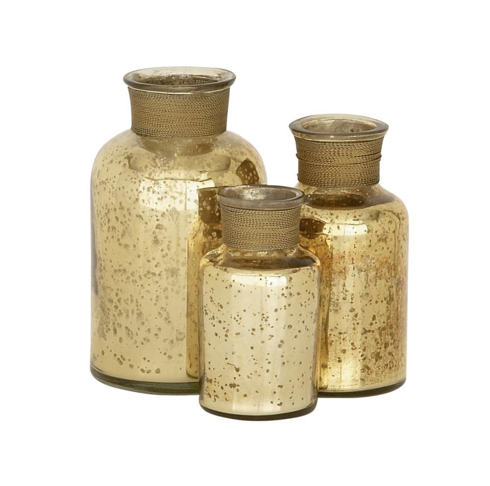 Grayson Lane 24126 3-Pack Gold Glass Glam Decorative Jar