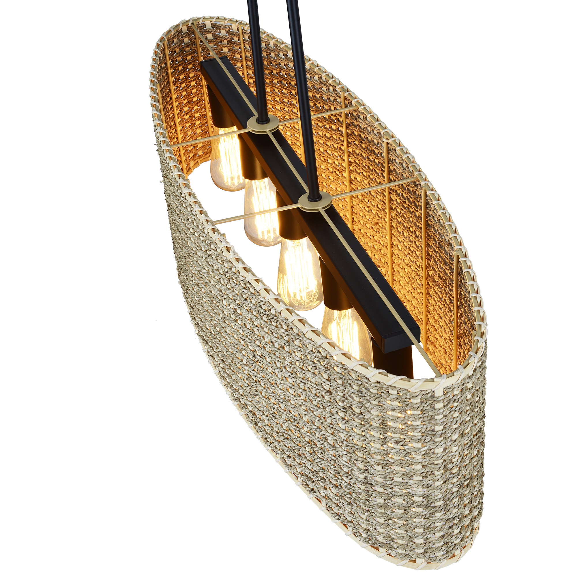 Prime Ray Orion 5 -Light Matte Black Rattan Metal Chandelier in the ...