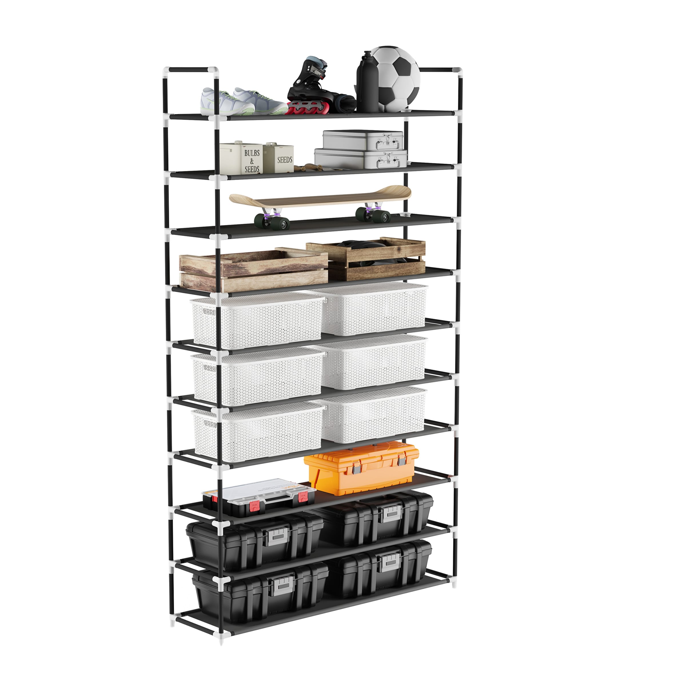 Hastings Home 67.75-in H 10-Tier Black Fabric Shoe Rack - Holds 40 Pairs -  Space-Saving Storage for Sneakers, Heels, Flats - Freestanding Shoe  Organizer in the Shoe Storage department at