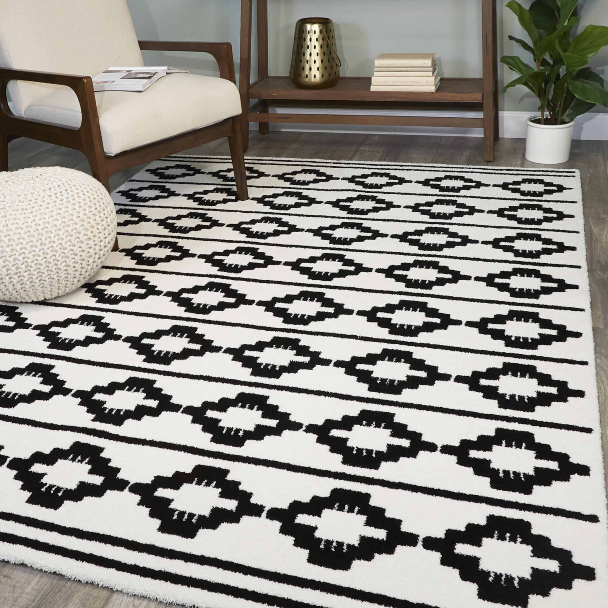 Balta 3098861 7 x 10 (ft) Polyester White Rectangular Indoor Medallion Global Area rug