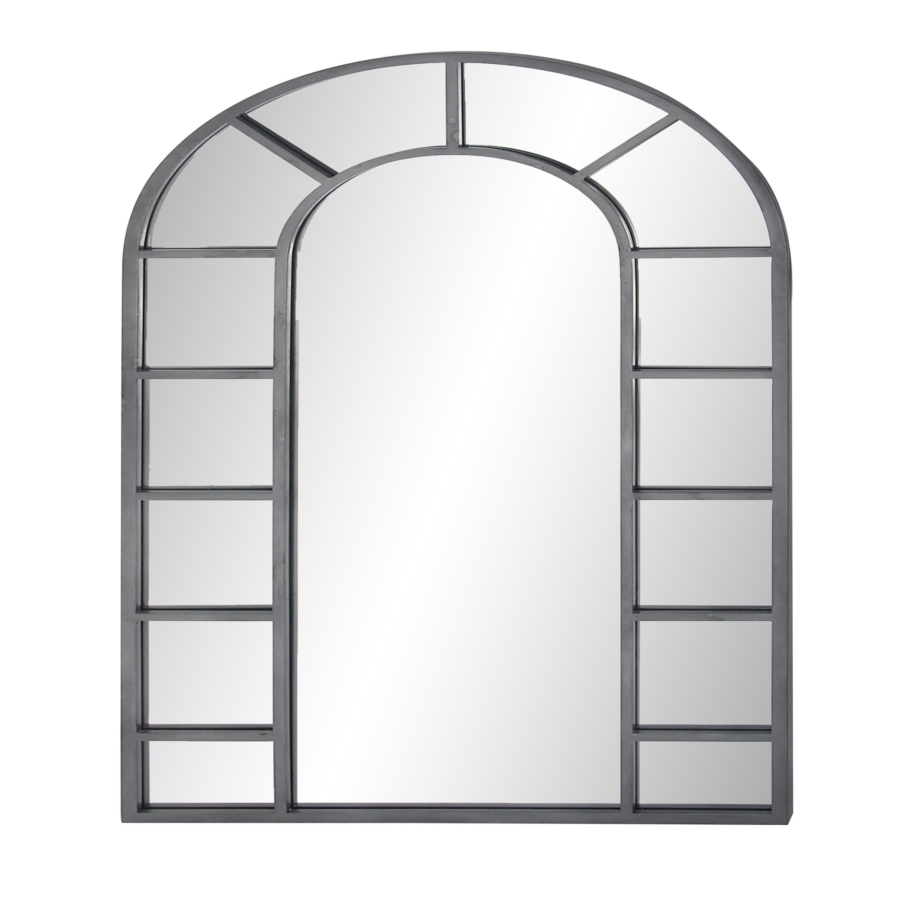 Grayson Lane 32-in W x 60-in H Arch Black Window Pane Inspired with Arched  Top Framed Floor Mirror in the Mirrors department at