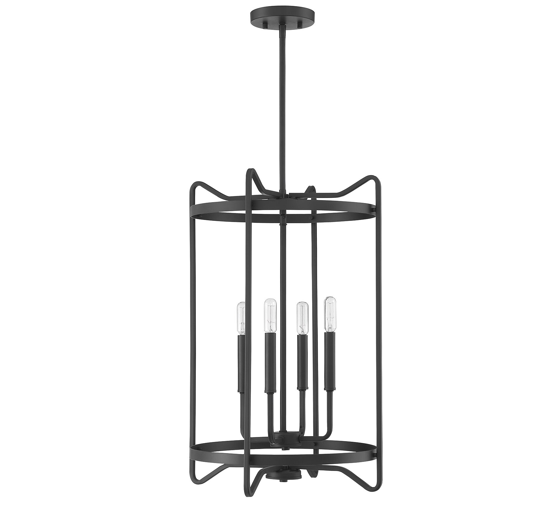 Transitional Matte Black 4-Light Adjustable Foyer Chandelier
