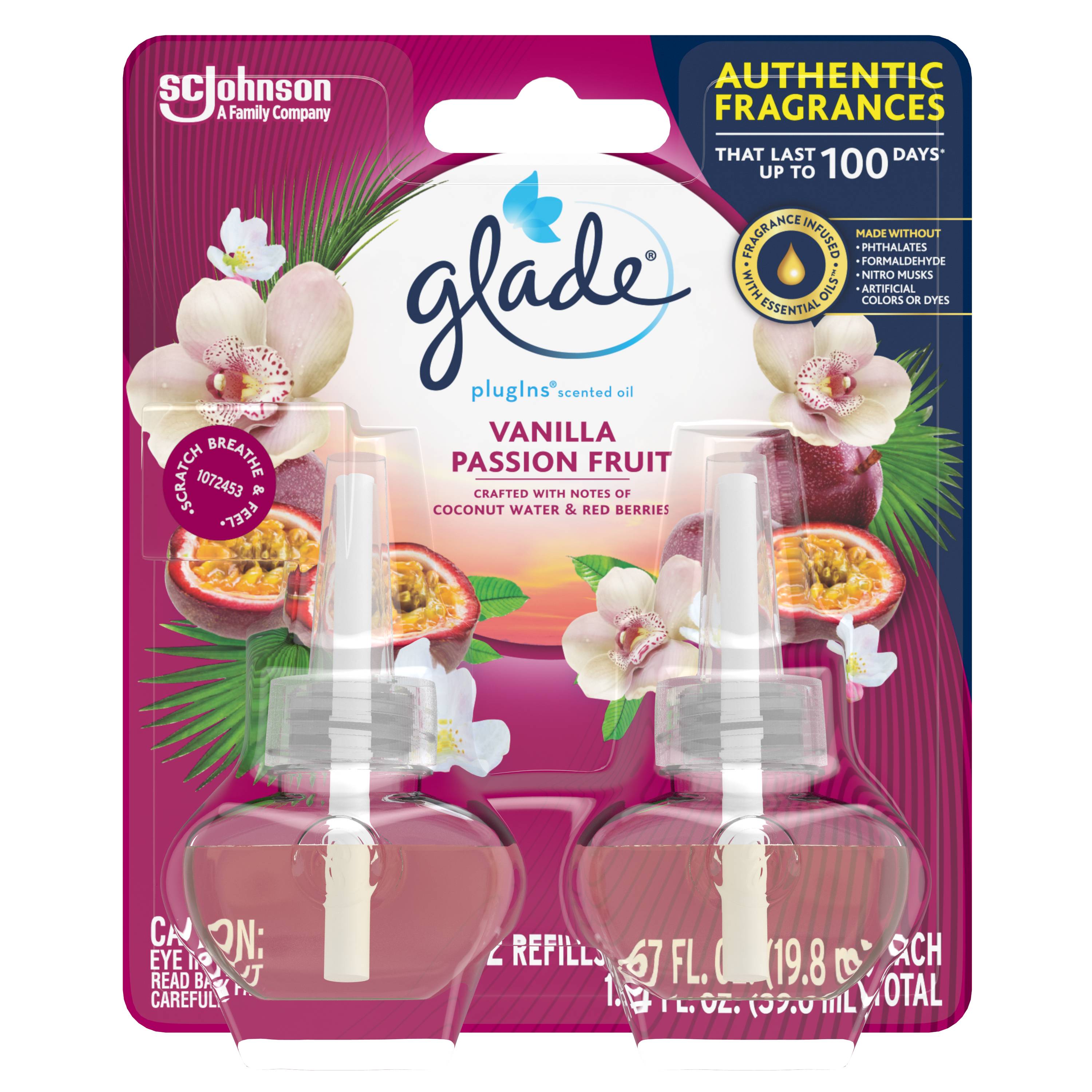 Glade Scented Oil 2-Pack 0.67-fl oz Vanilla Passion Fruit Plug-in Air ...