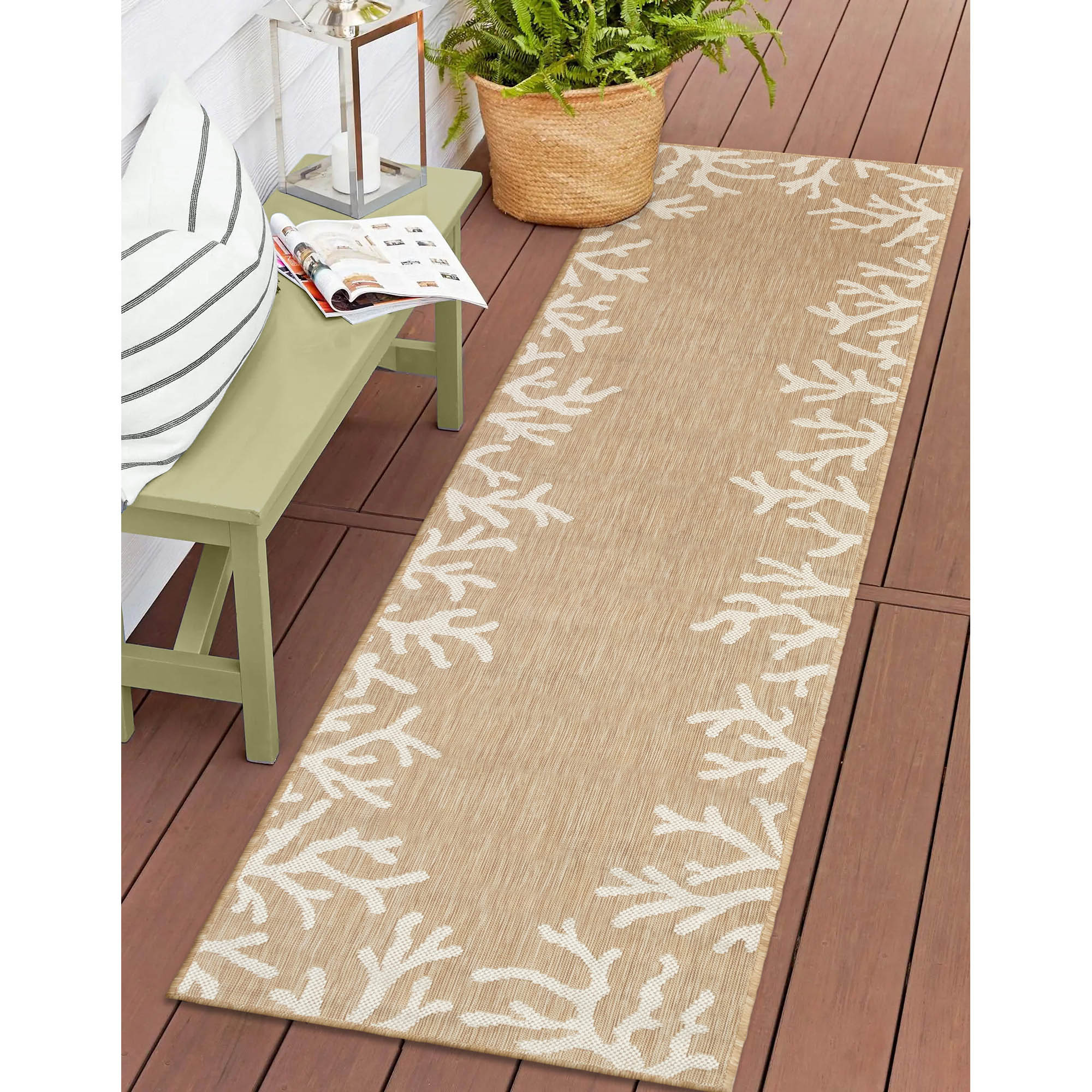 Liora Manne CRER8844812 Carmel 2 x 8 (ft) Polypropylene Sand Rectangular Indoor/Outdoor Border Coastal Runner rug