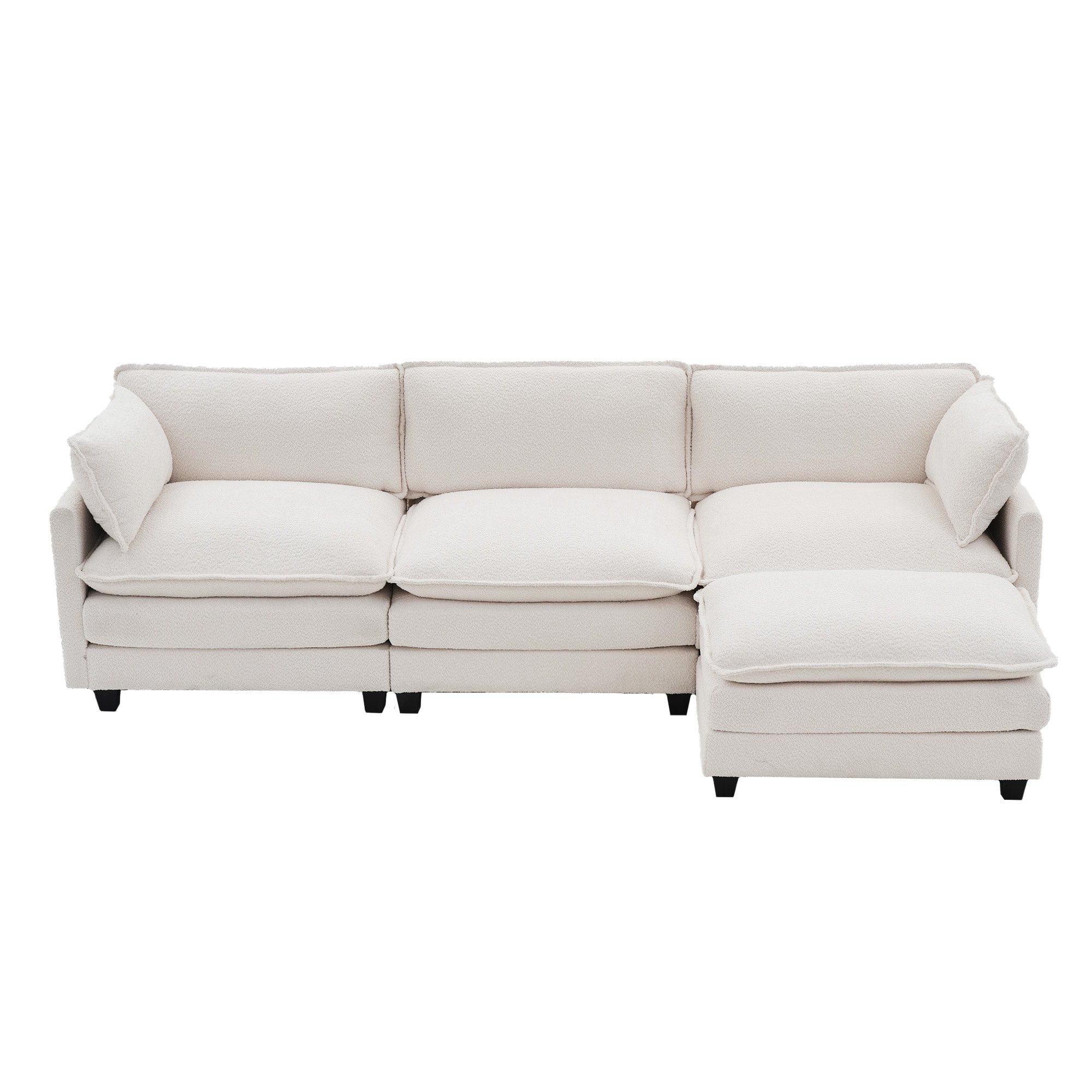 VOUA SAF-DXGQQ-BE 112.2-in Casual Off-white Chenille 3 -seater Sectional