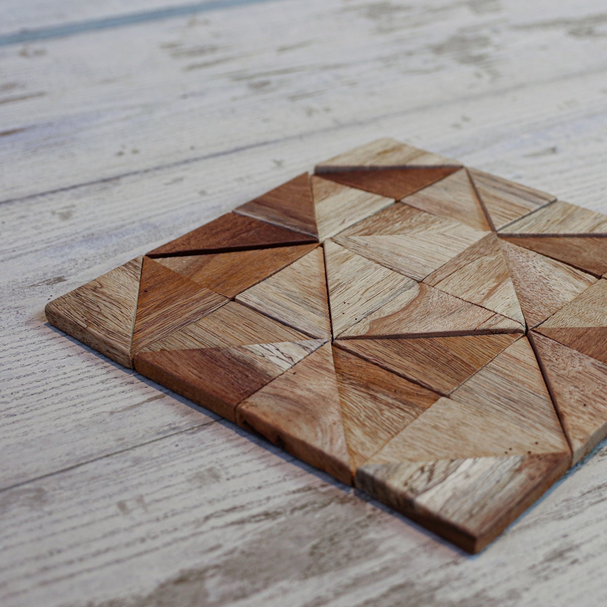 Natural Reclaimed Boat Wood Mosaic Wall Tile Panel