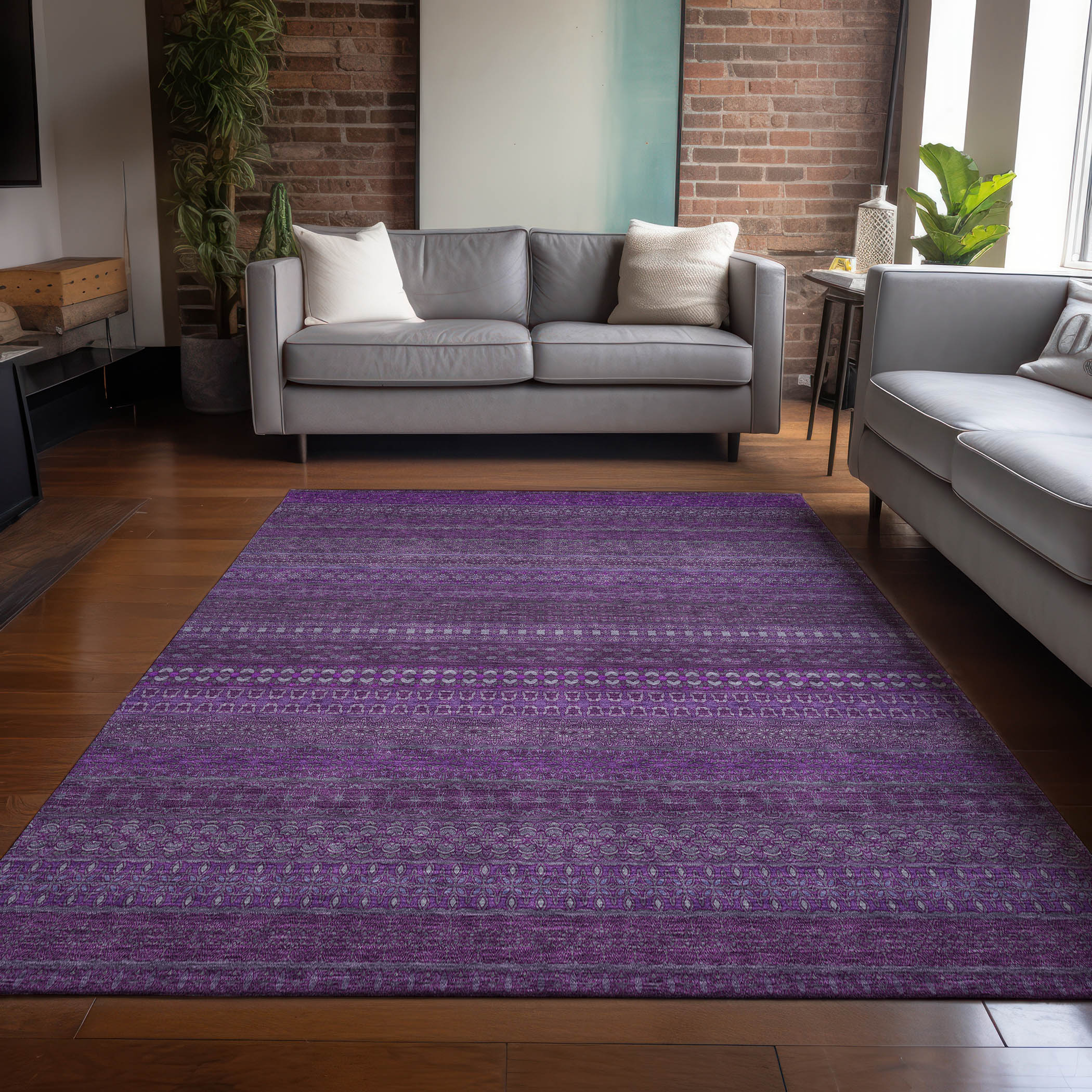 Addison Rugs ACN527EG3X5 Chantille ACN527EG 3 x 5 (ft) Polyester Eggplant Rectangular Indoor/Outdoor Abstract Machine washable Area rug