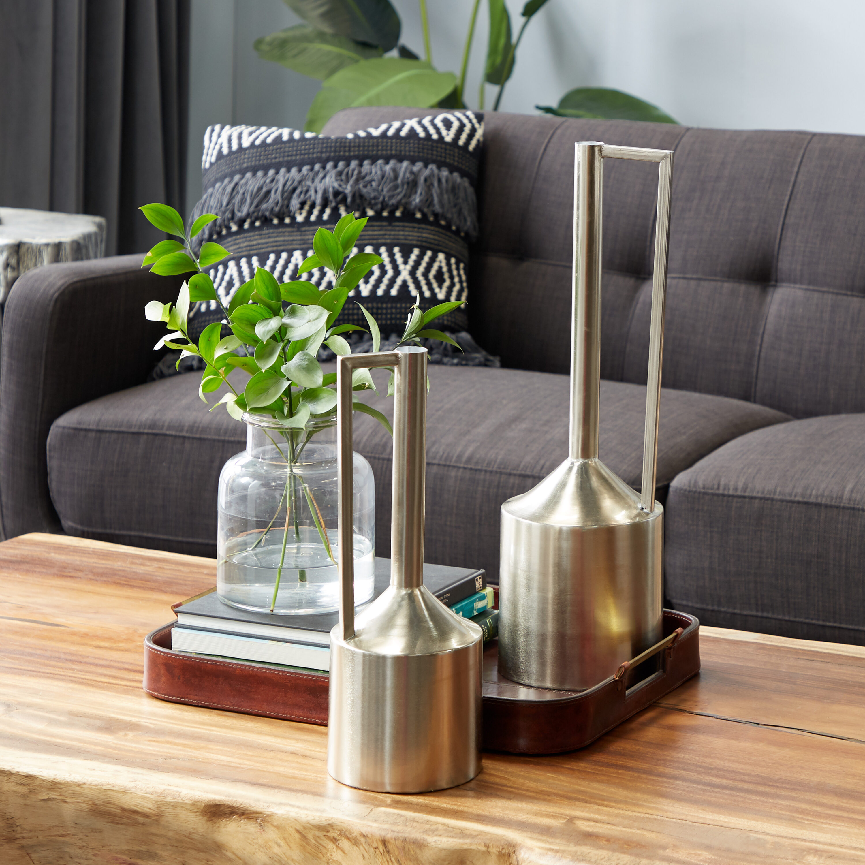 Grayson Lane 57426 2 -Pack Silver Iron Modern Vase