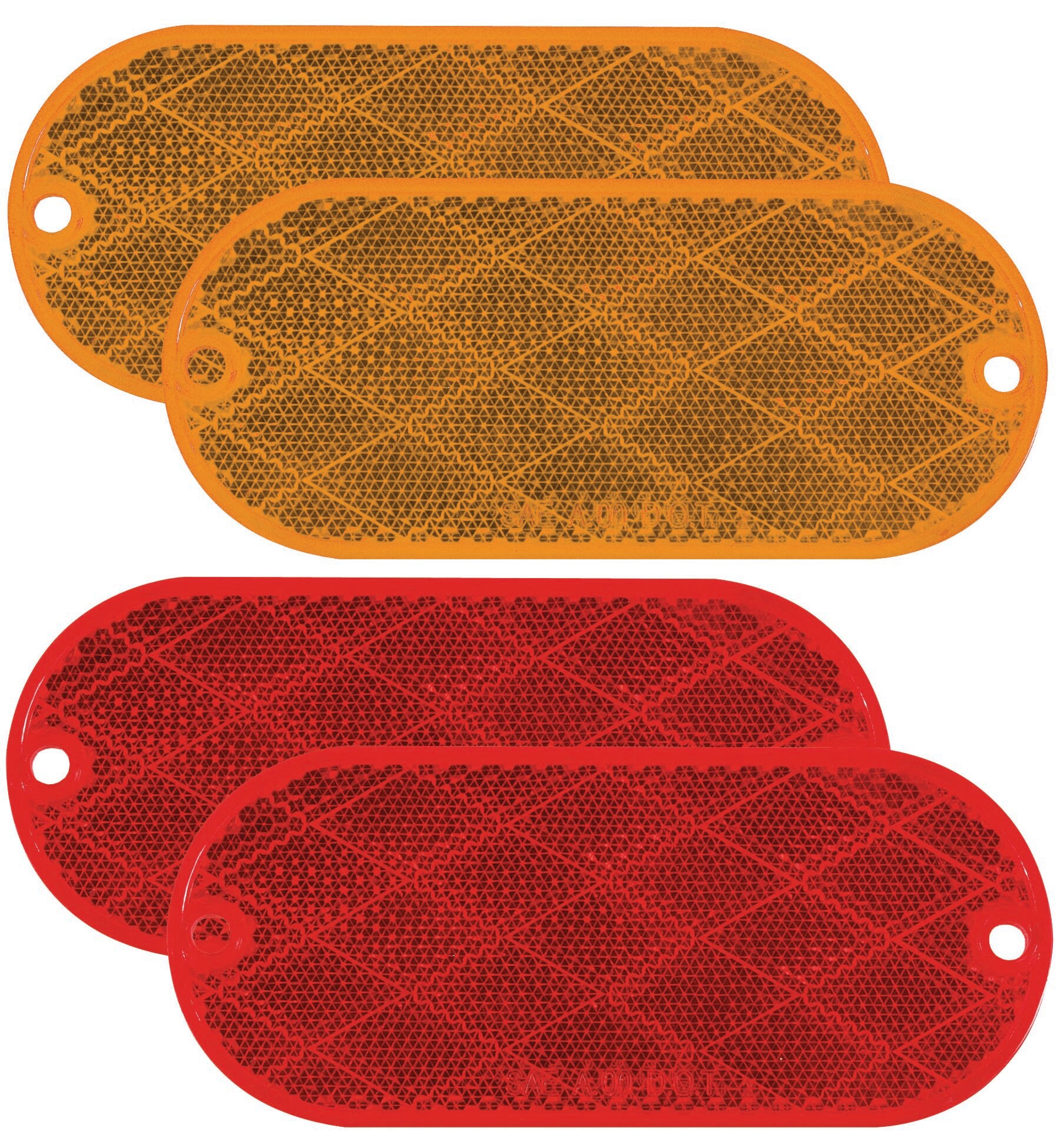 Red Oval Stick-On Reflectors, 2-Pack