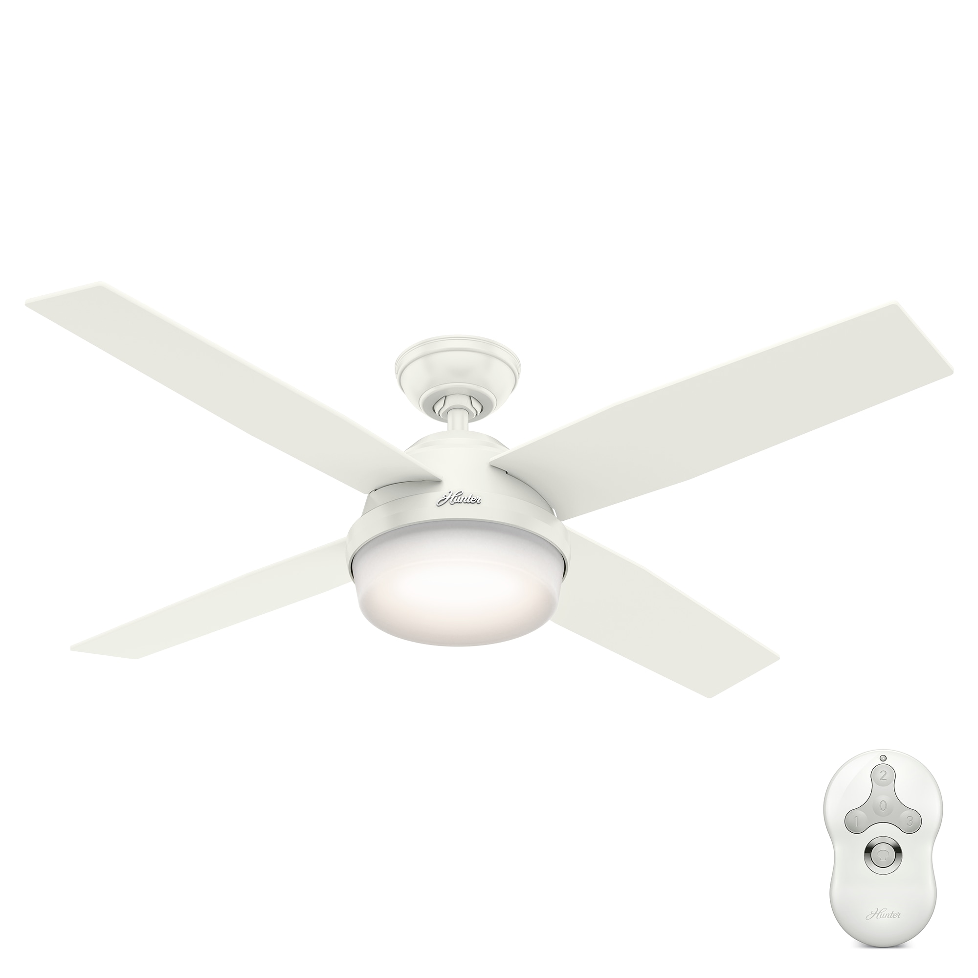 Hunter 52  Dempsey Outdoor Ceiling Fan With LED Light Kit And Handheld Remote 