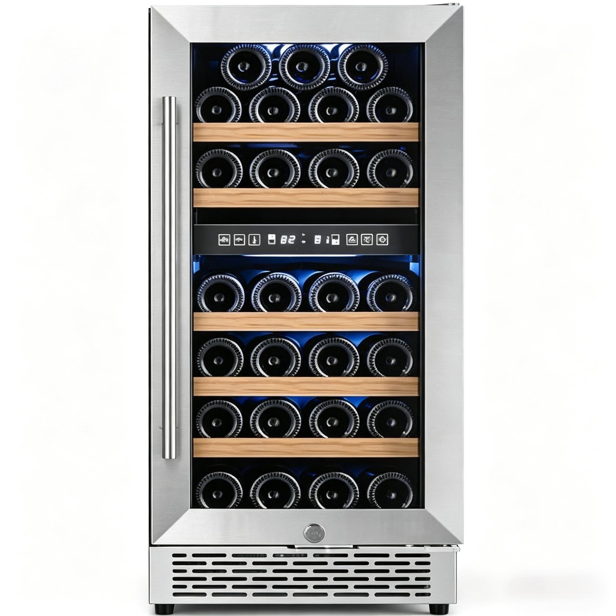 COWSAR 14.96-in W 31 -Bottles Silver Dual Zone Cooling Built-in/Freestanding Indoor Wine Cooler