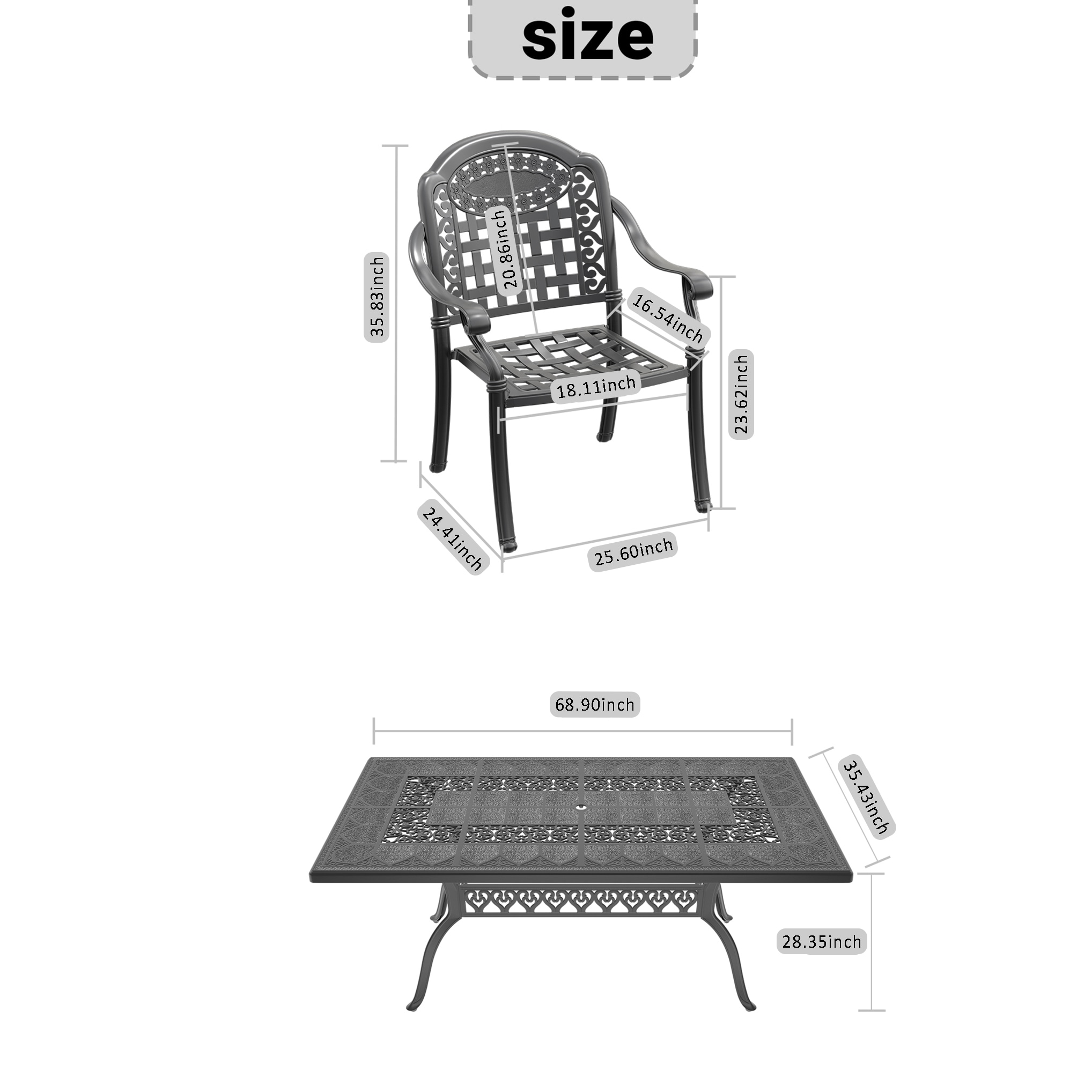 Kahomvis NICE-QP1092-160 Patio-Dining-Sets - View #4