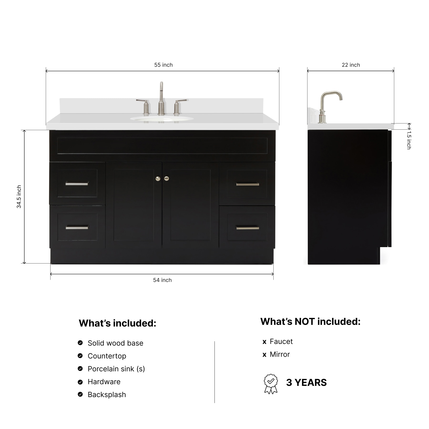 ARIEL F055SWQOVOBLK Bath-Vanity-Combo - View #3