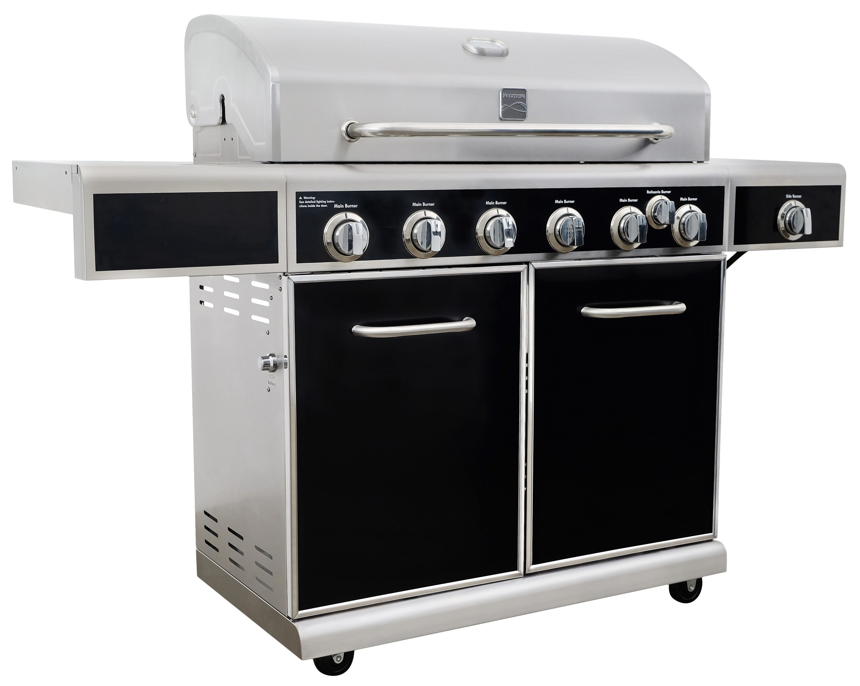Kenmore Black and Steel 6-Burner Propane Gas Grill with 1 Side Burner in the Gas Grills department at Lowes.com