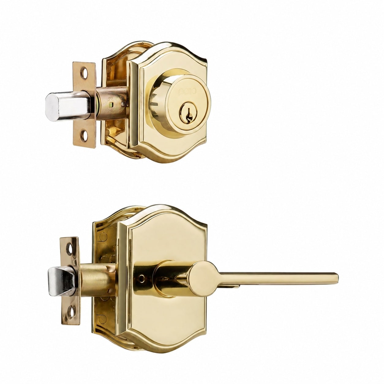 SenQWFa Brass Exterior Door Lock Set with Deadbolt Heavy Duty Exterior Door Handle with Keyed Entry Front Door Handle durable home and garden #LDC0814Q066