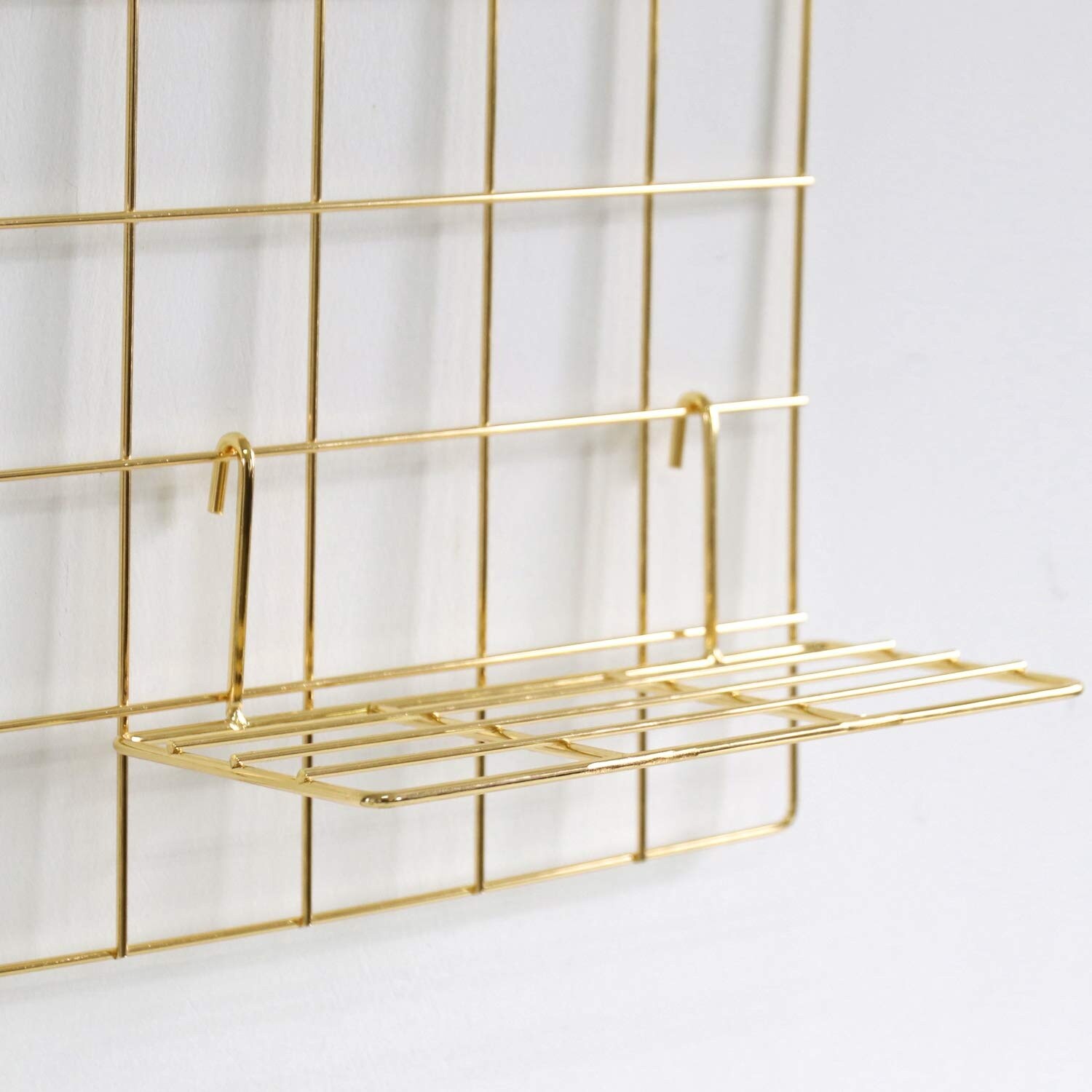 Etokfoks set of three gold iron wire grid baskets with hanging hooks ...