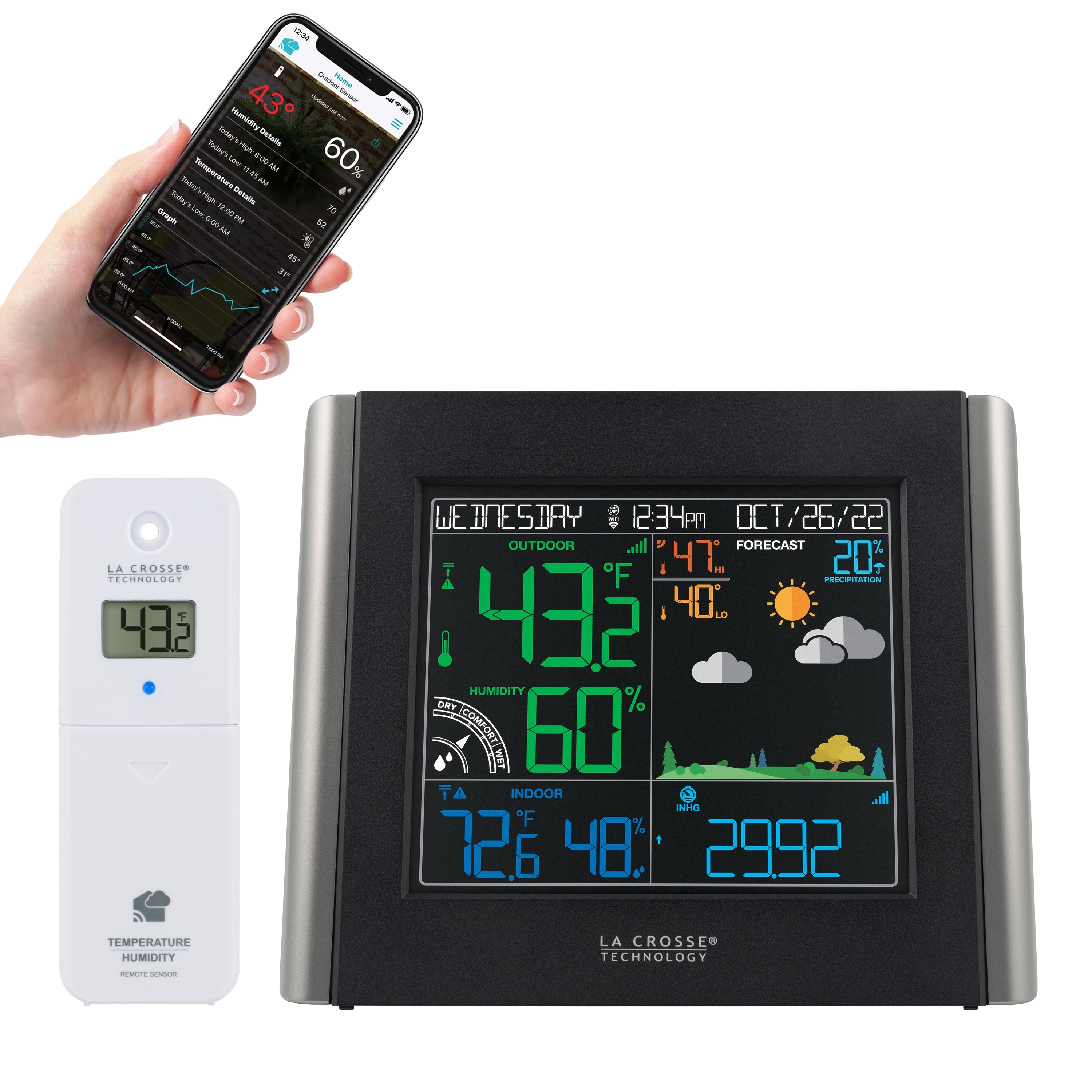 Digital Wireless Color Wi-Fi Weather Station V11-TH
