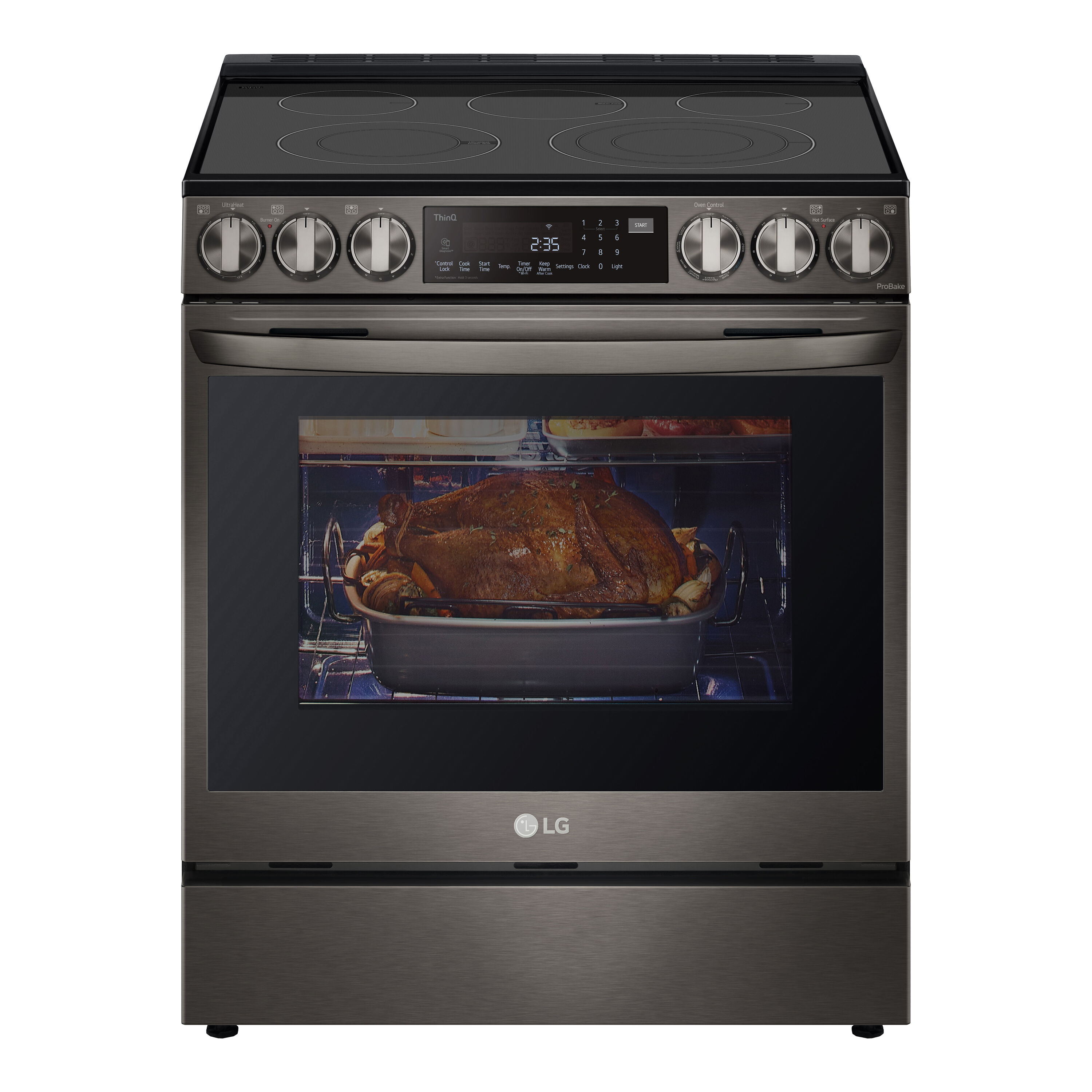 Midea 30-in Glass Top 5 Burners 6.3-cu ft Self-Cleaning Air Fry