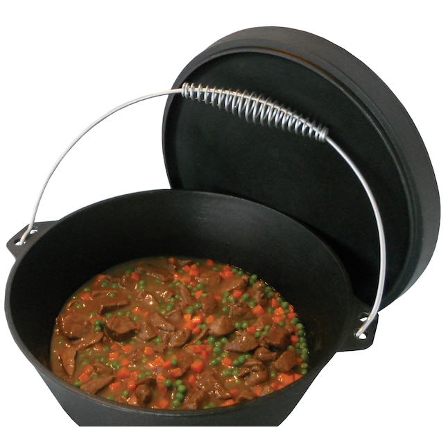 Sunnydaze Indoor/Outdoor Large Pre-Seasoned Cast Iron Dutch Oven Pot with  Lid and Handle - 8 qt - Black 