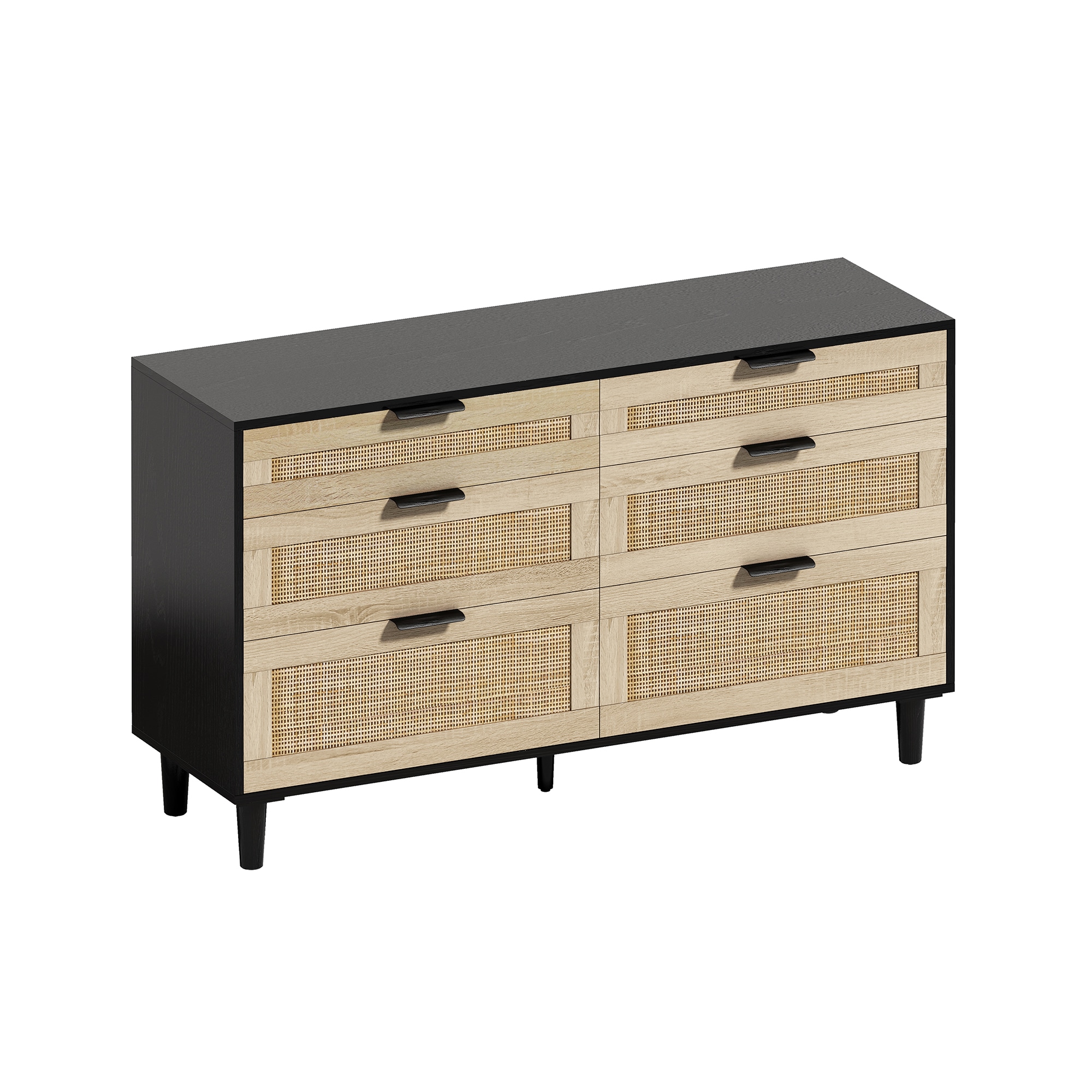 SINOFURN SYB930032BK Contemporary/Modern MDF Black + Natural Sideboard