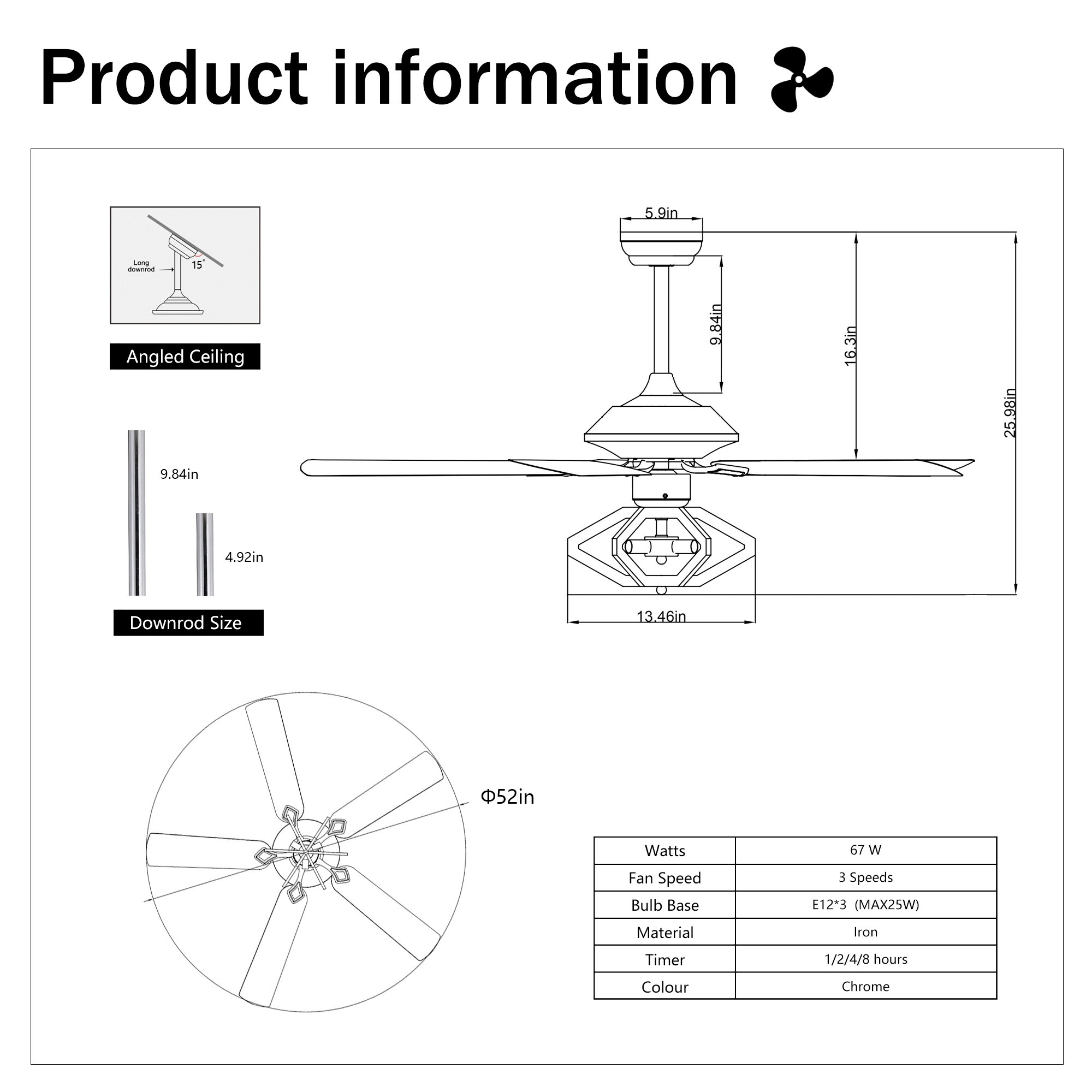 BABOOM BOM-W1592P1-OR Ceiling-Fans - View #3