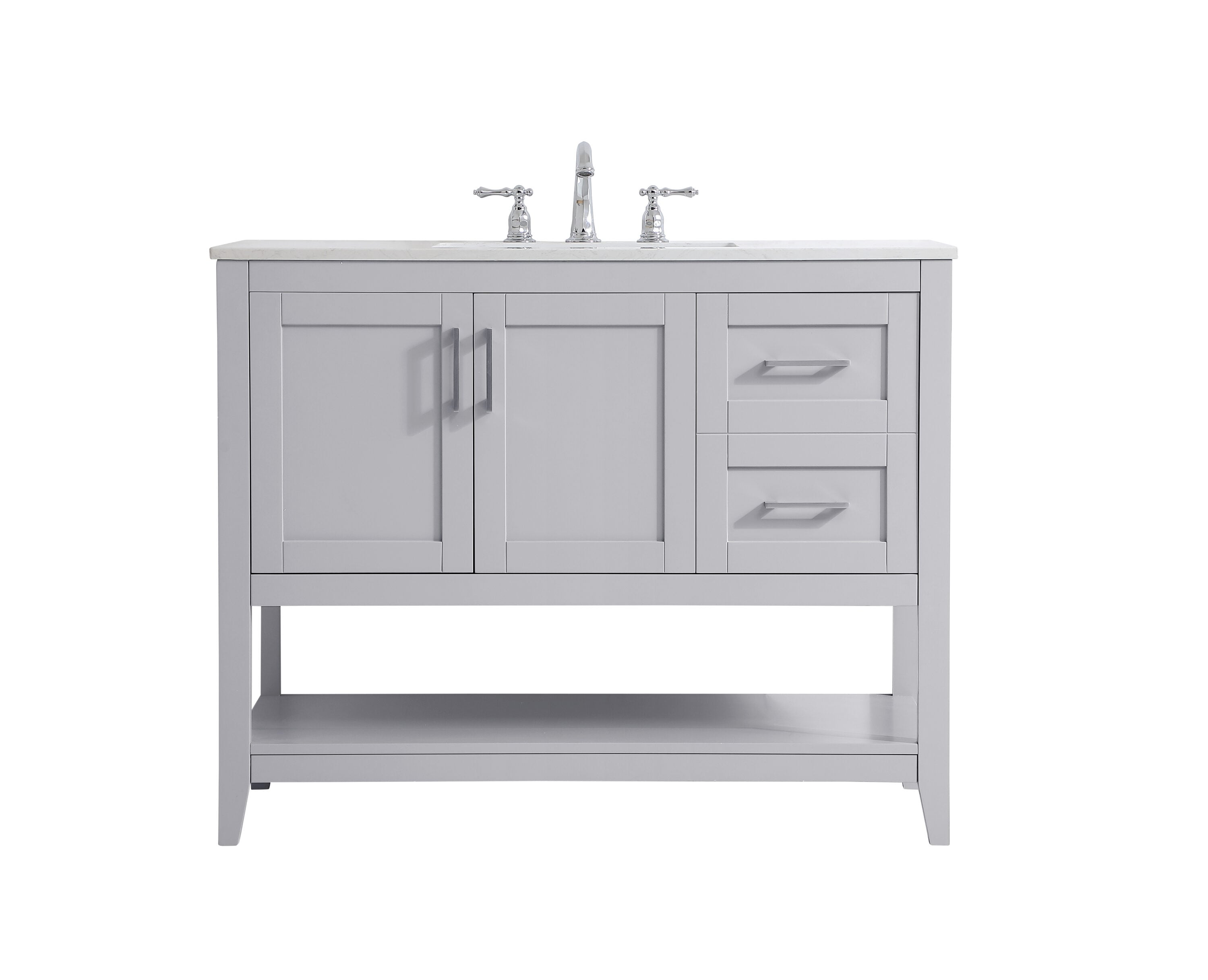 Elegant Decor FI48042GR First Impressions 42-in Gray Undermount Single sink Bathroom Vanity with Calacatta white Engineered marble Top