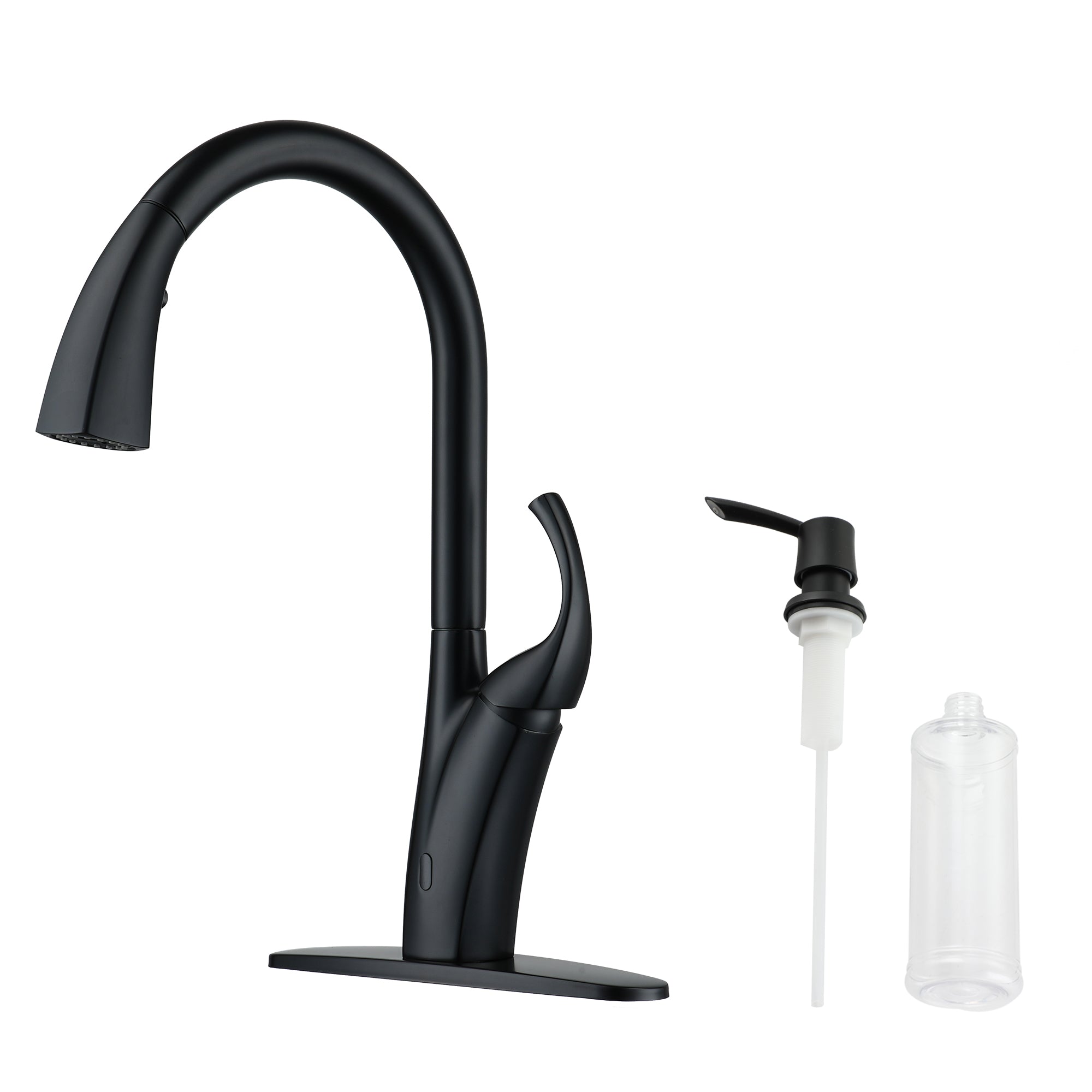 Boyel Living BL-APS303TL-MB 3-Spray Patterns 1.8 GPM Touchless Single Handle Pull Down Sprayer Kitchen Faucet with Soap Dispenser in Matte Black