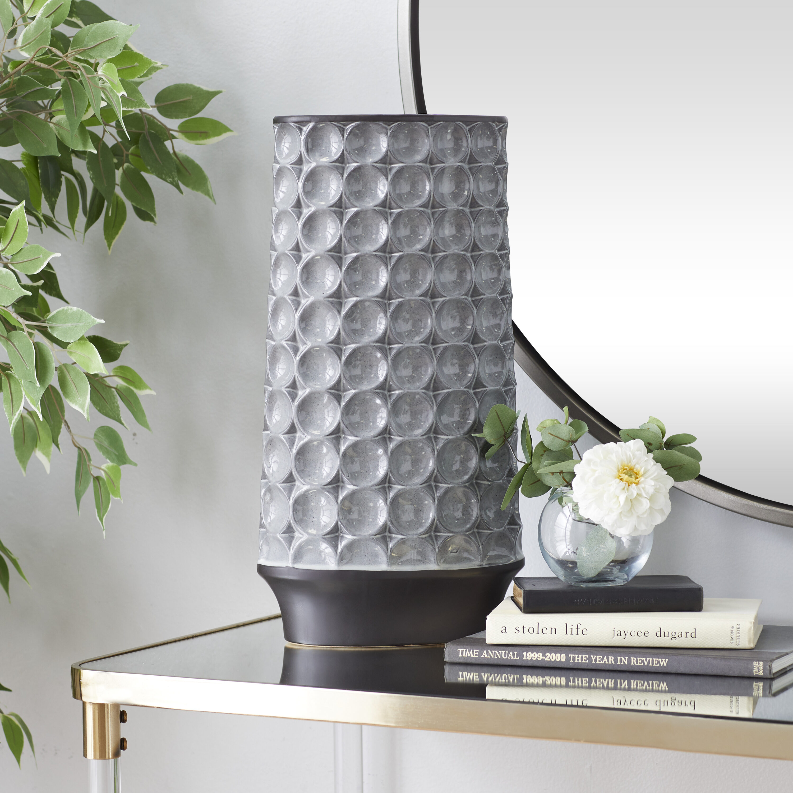 Grayson Lane 59875 Silver Ceramic Modern Vase