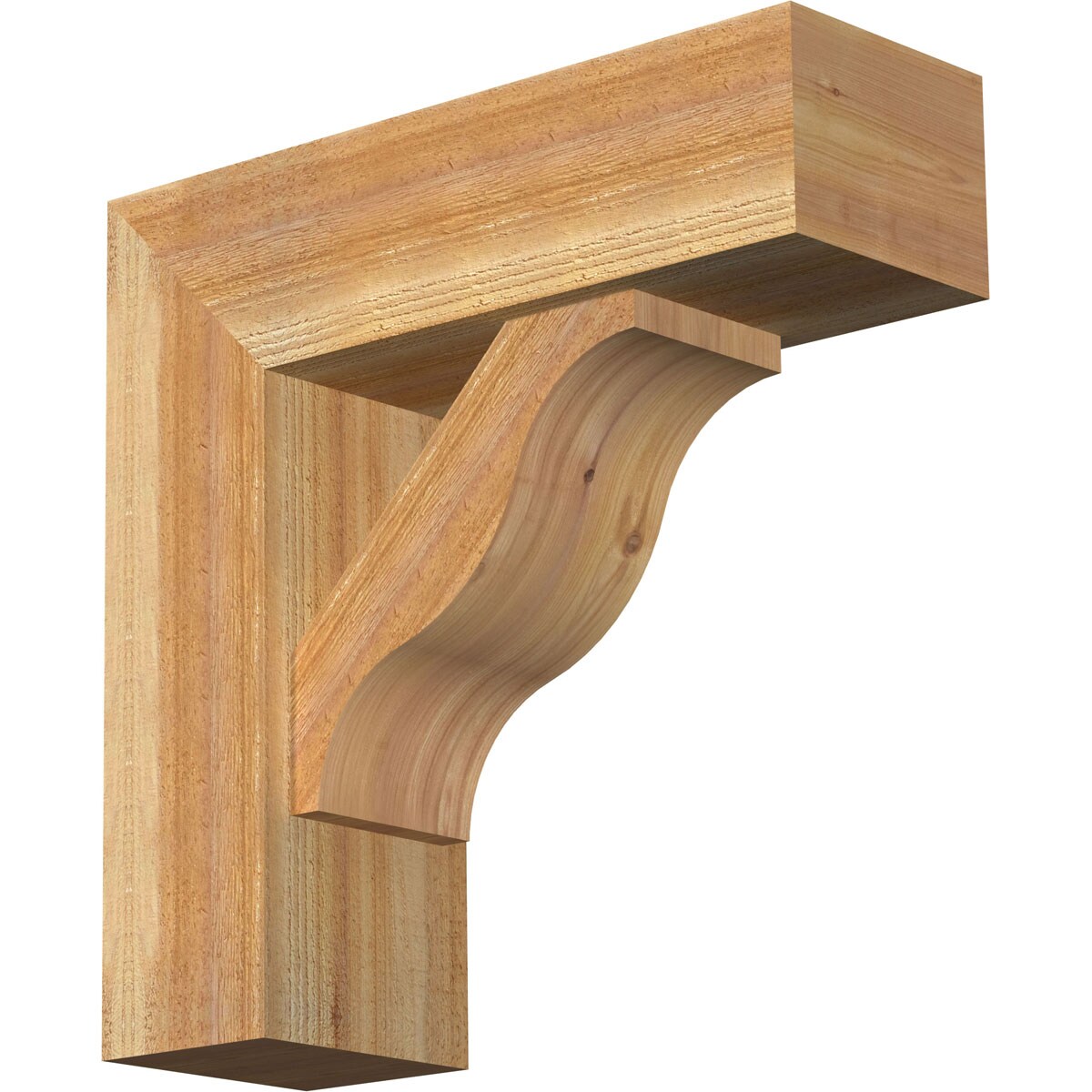 Ekena Millwork 1462274 Funston Block Rough Sawn Bracket with Offset Brace Western Red Cedar Wood Standard Bracket