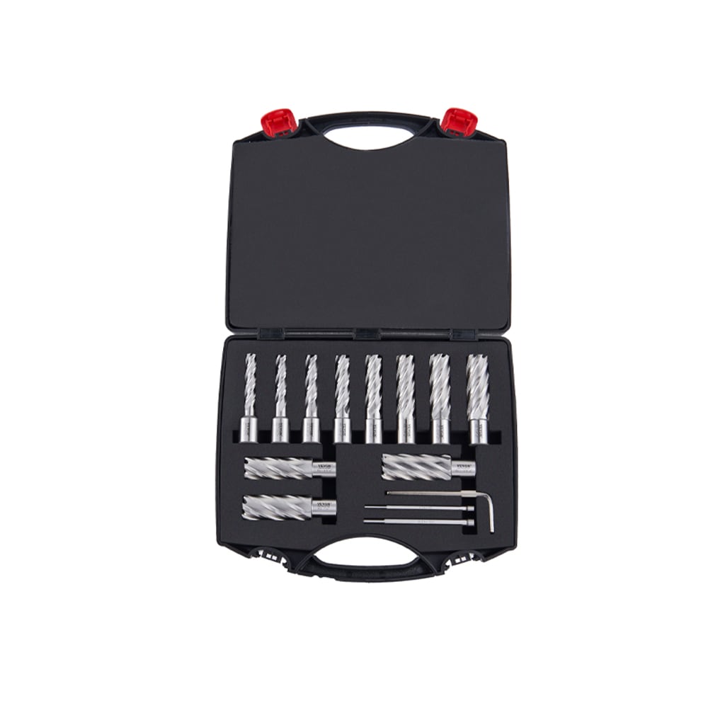 Anysun 13-Piece Shank Annular Cutter Set 7/16 to 1-1/16 Inch Cutting Diameter 2 Inch Depth M2AL HSS with Pilot Pins Hex Wrench and Case for Magnetic Drills #AS-HI03M02003-K4
