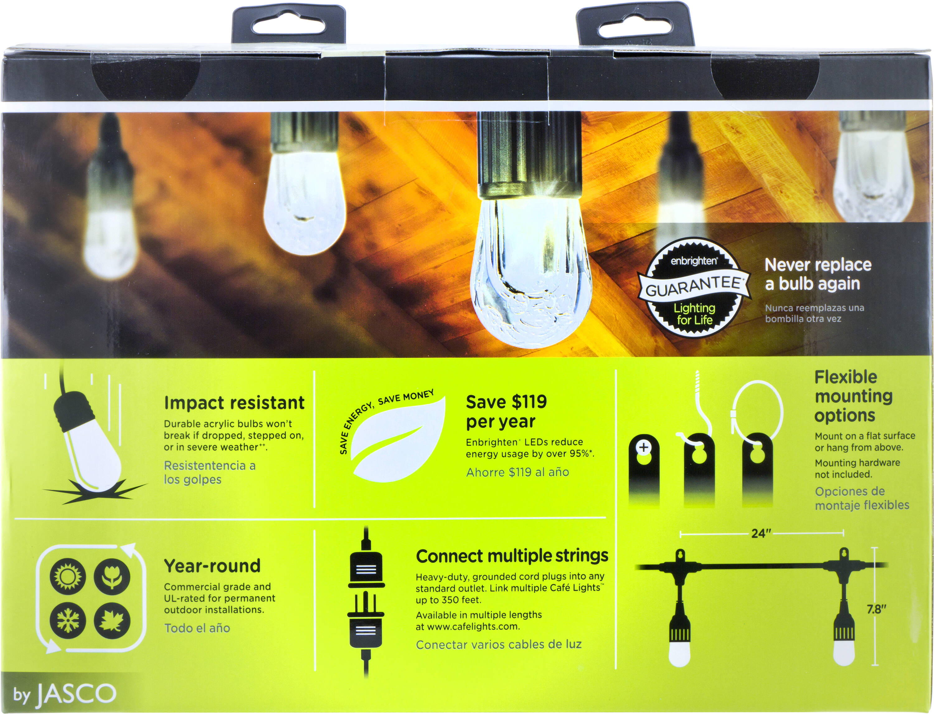 Enbrighten 24 Bulbs 48 ft. Outdoor/Indoor Bistro LED String Lights 38357 -  The Home Depot