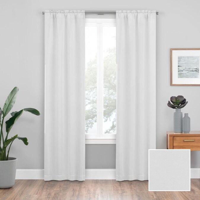 White Polyester Blackout Rod Pocket, Do Curtains Come In 80 Inch Length