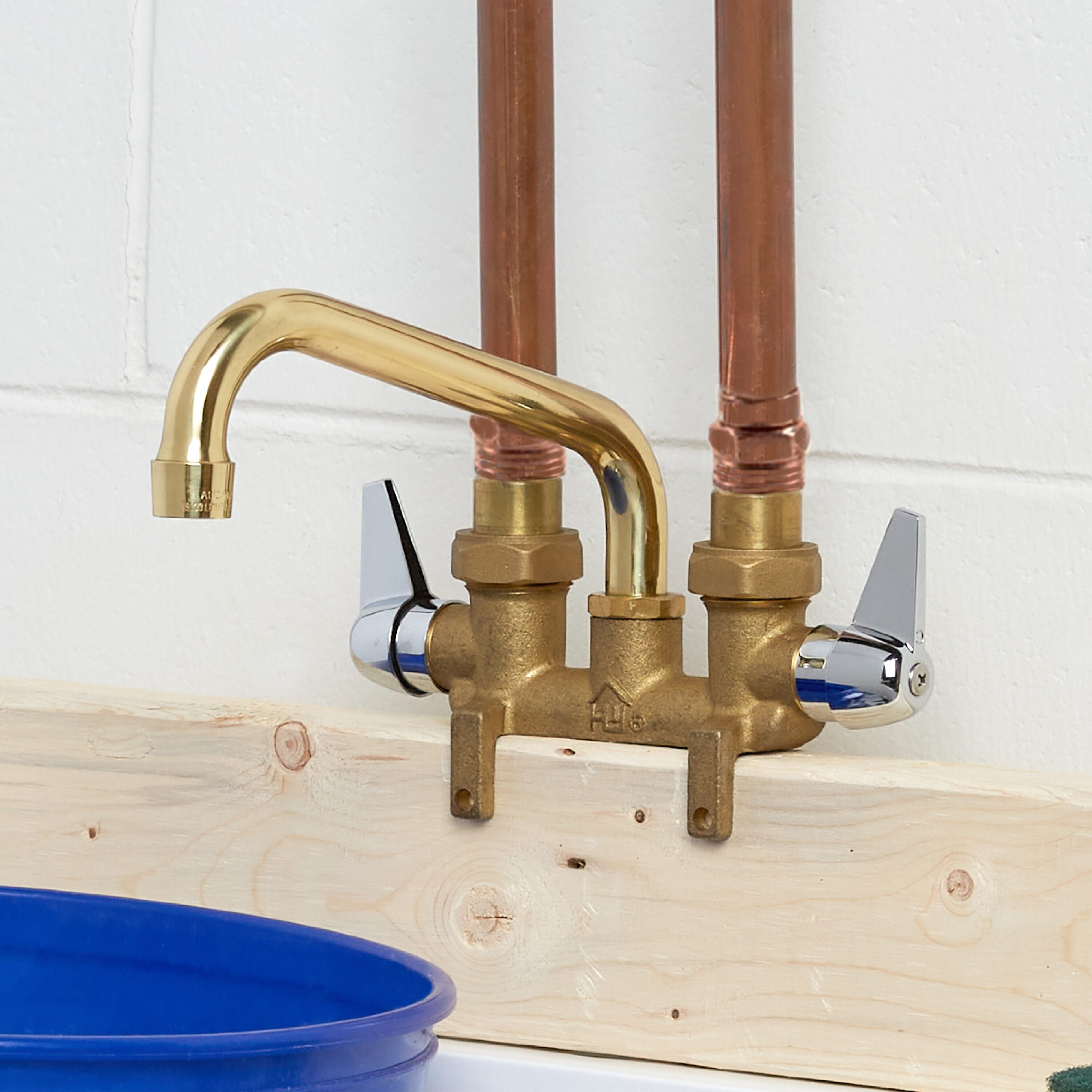 Project Source 3310-250-RB-L-Z Rough brass 2-handle Deck-mount Utility Faucet