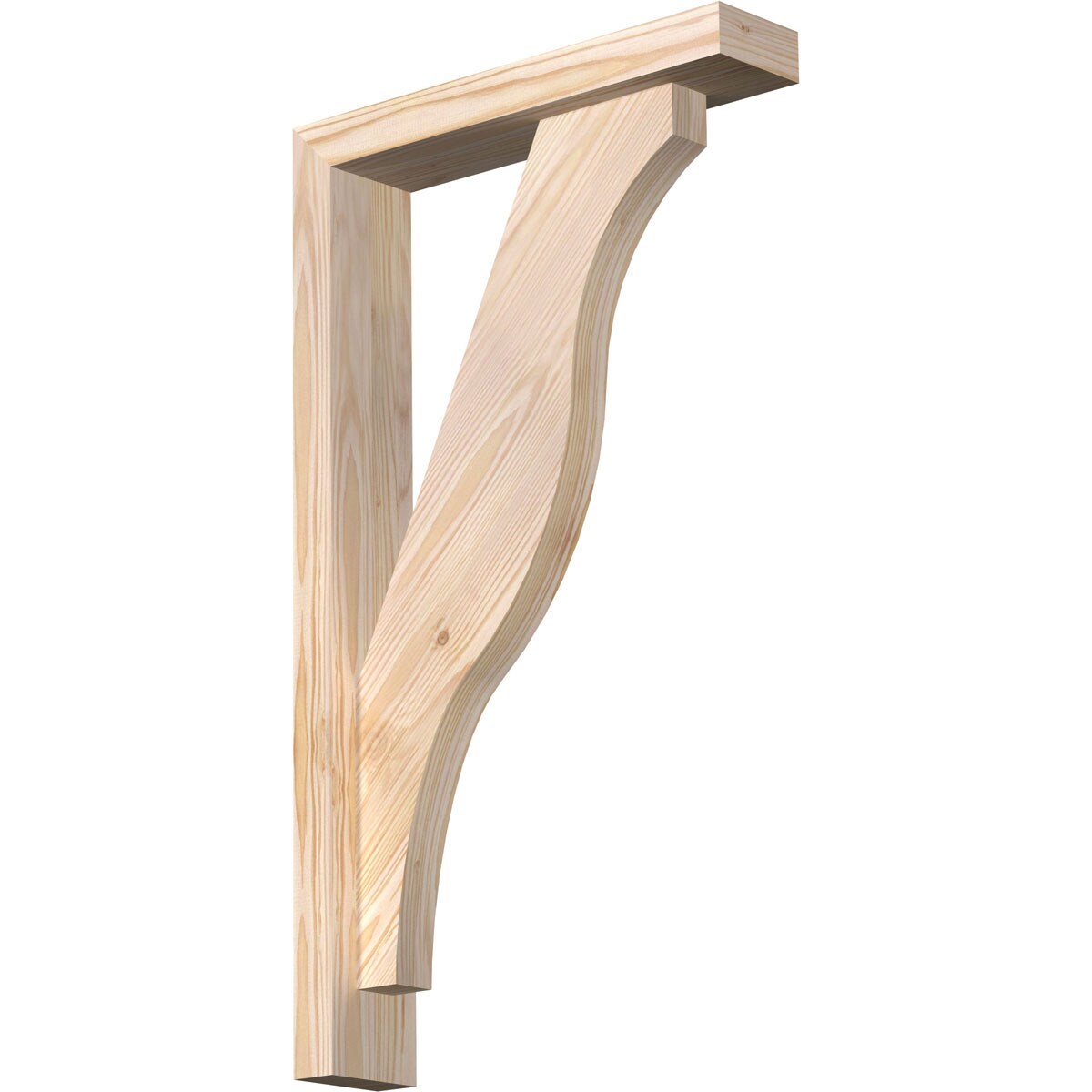 Ekena Millwork 1462511 Funston Block Smooth Bracket with Offset Brace Douglas Fir Wood Standard Bracket