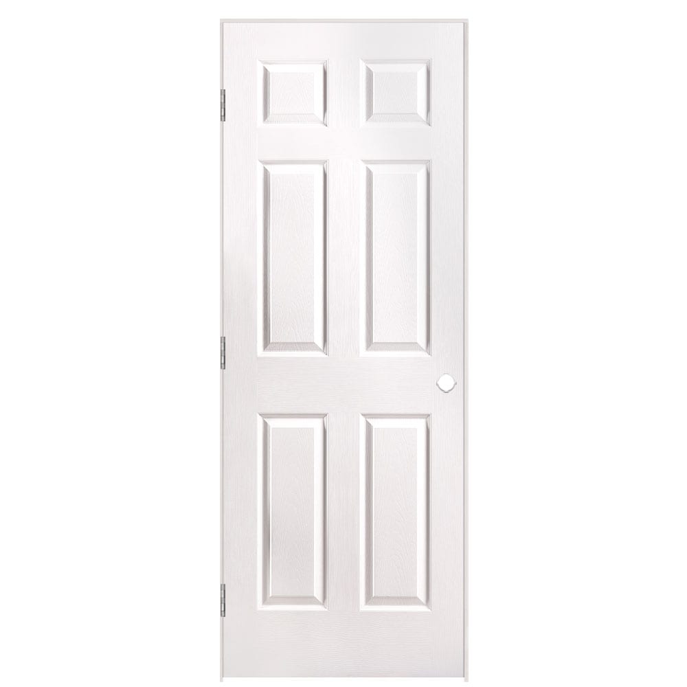 Masonite 1316591 30-in x 80-in Primed Hollow core 6-panel Left hand Textured Primed Molded composite Flat Jamb Single Prehung Interior Door