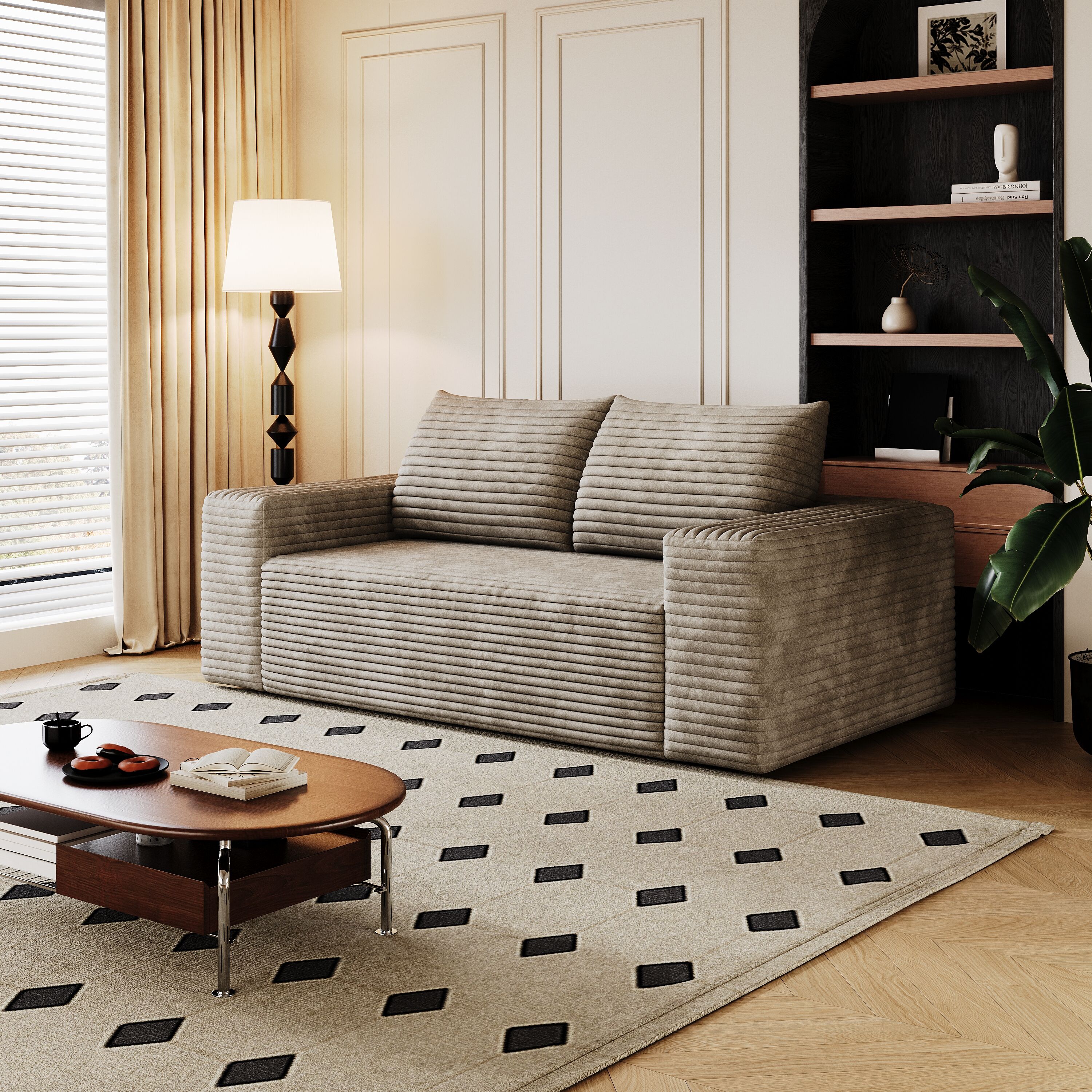 Clihome Comfy Loveseat Sofa 63.04-in W Modern Camel 2-seater Reclining Loveseat