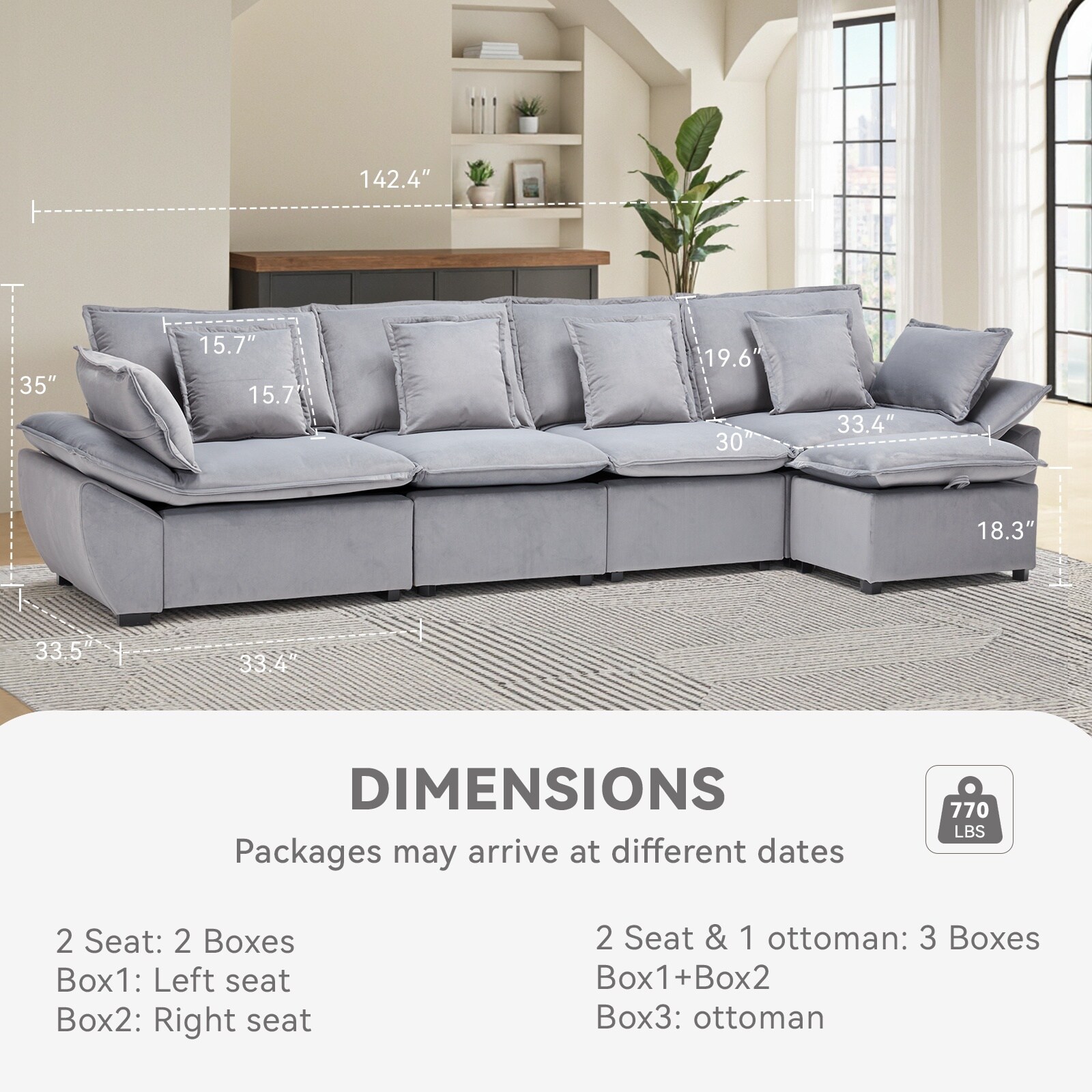 Pocassy GREATANTS-06DGY2MRO Sofas-Loveseats - View #2