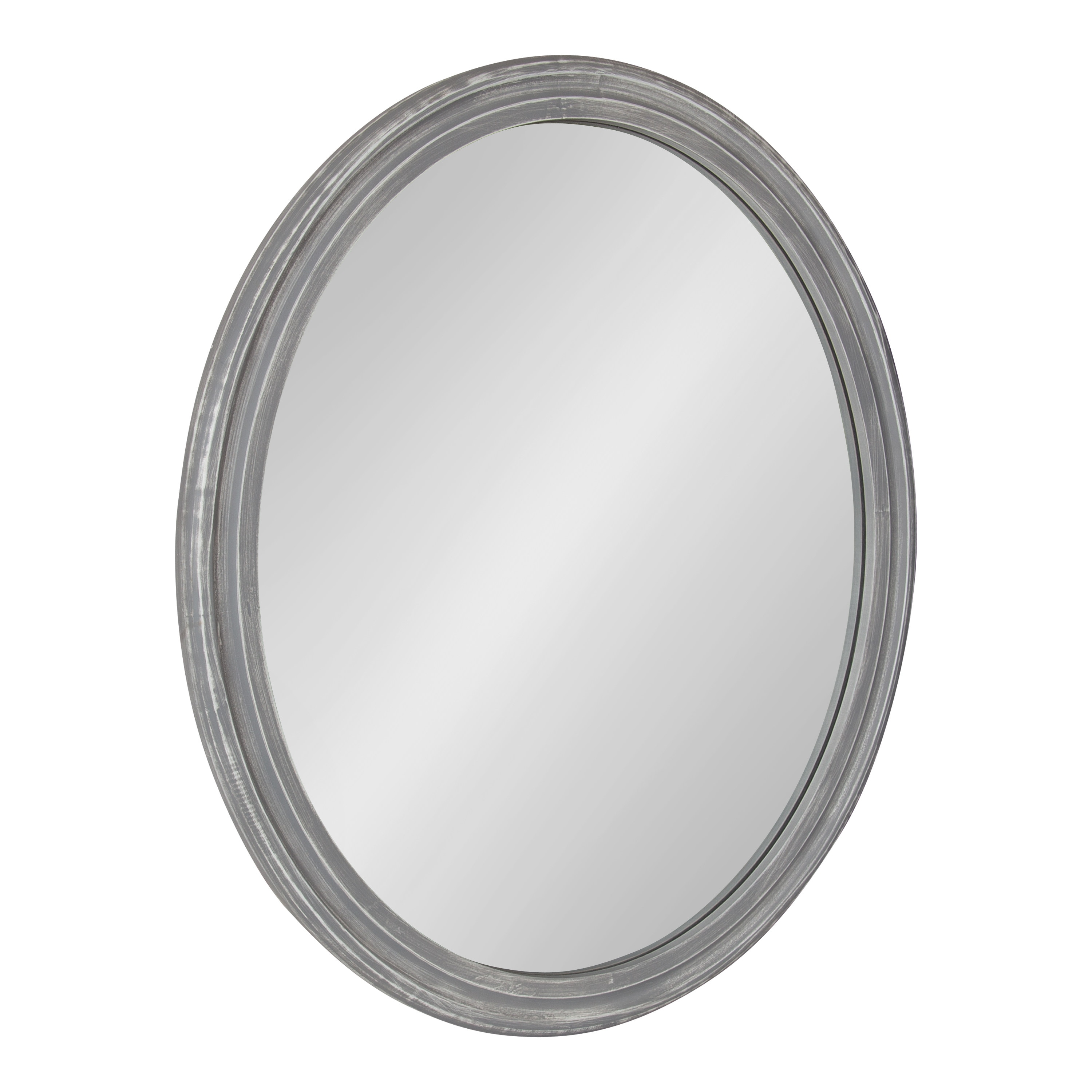 Kate and Laurel 218528 Mansell 24-in W x 24-in H Oval Gray Framed Wall Mirror