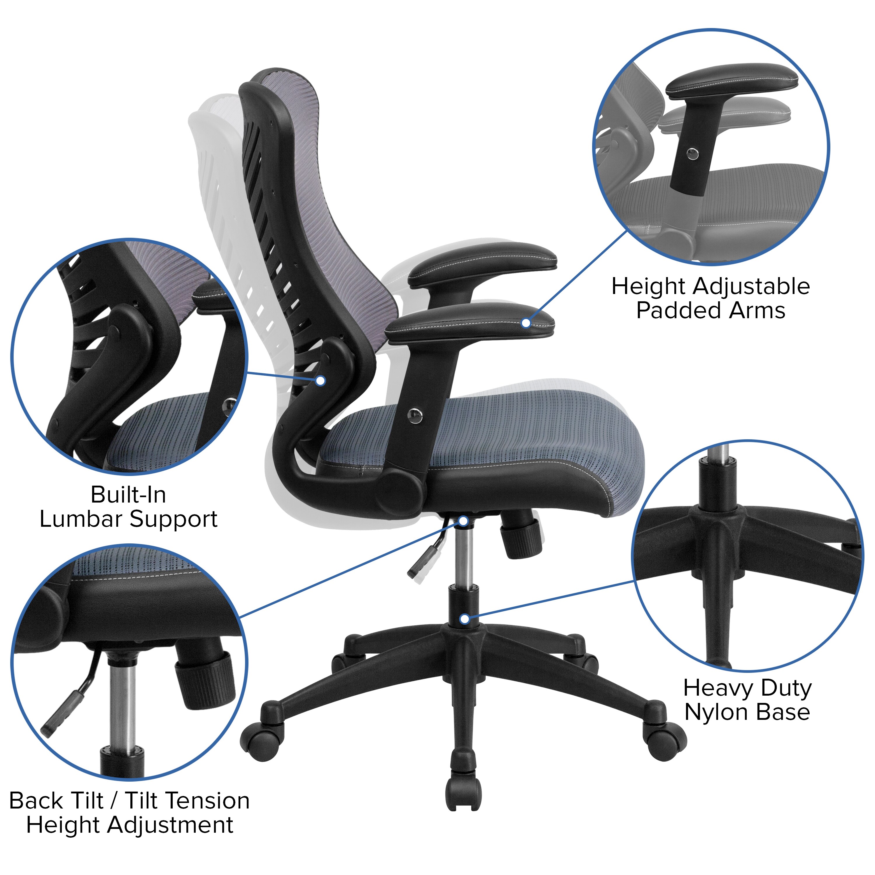 ErgoFlex High Back Executive Gray Mesh Swivel Chair with Lumbar Support