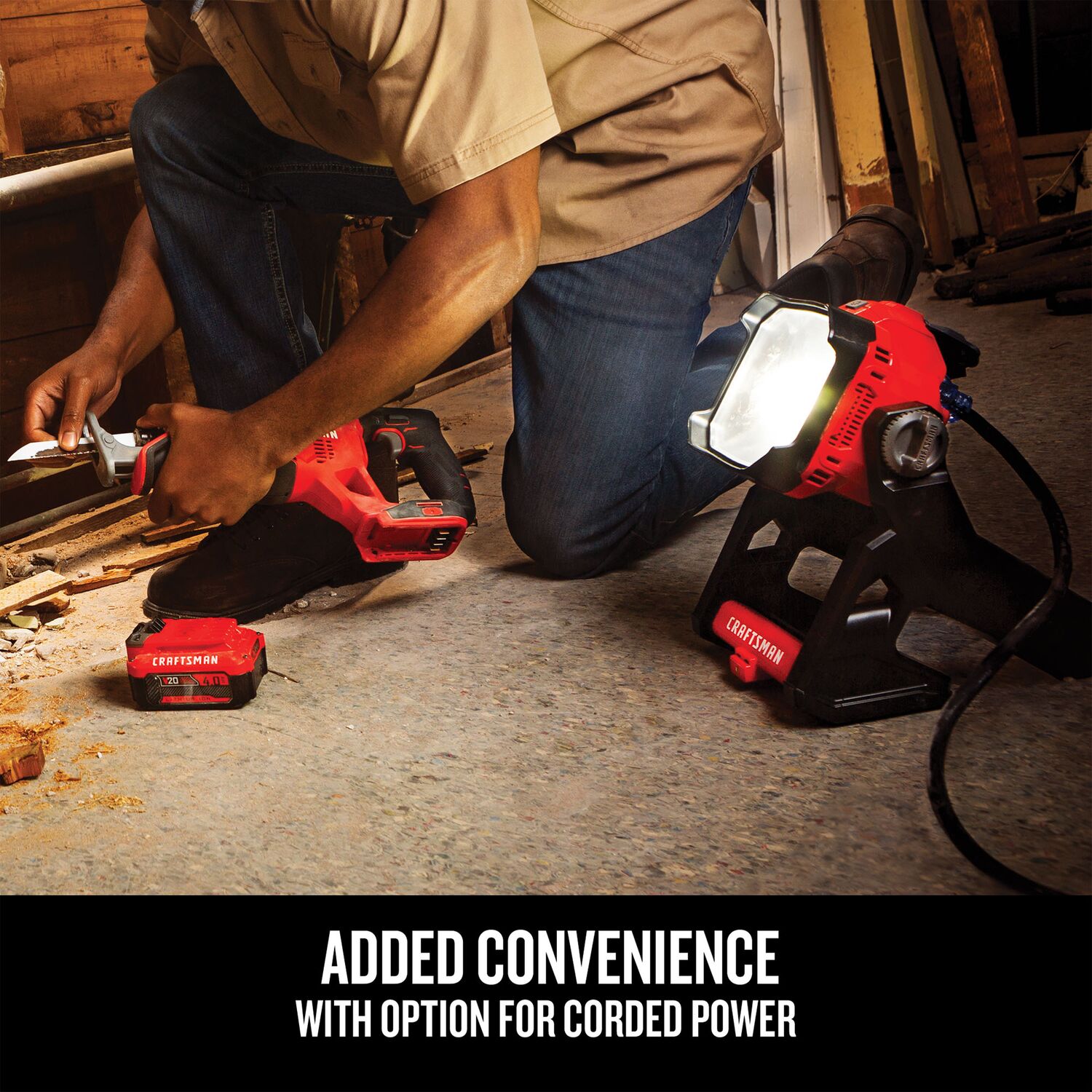 Craftsman V20 Red and Black LED Rechargeable Work Light