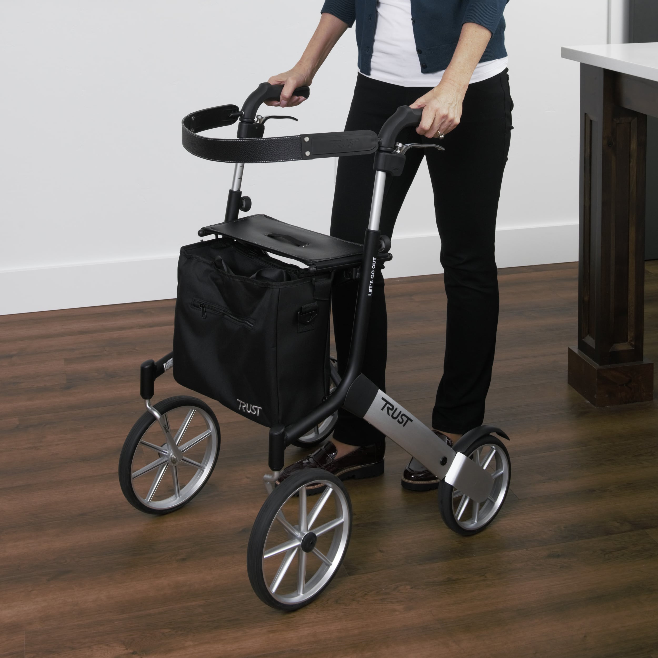 Stander Let\'s Go Out Rollator By Trust Care-black/silver at