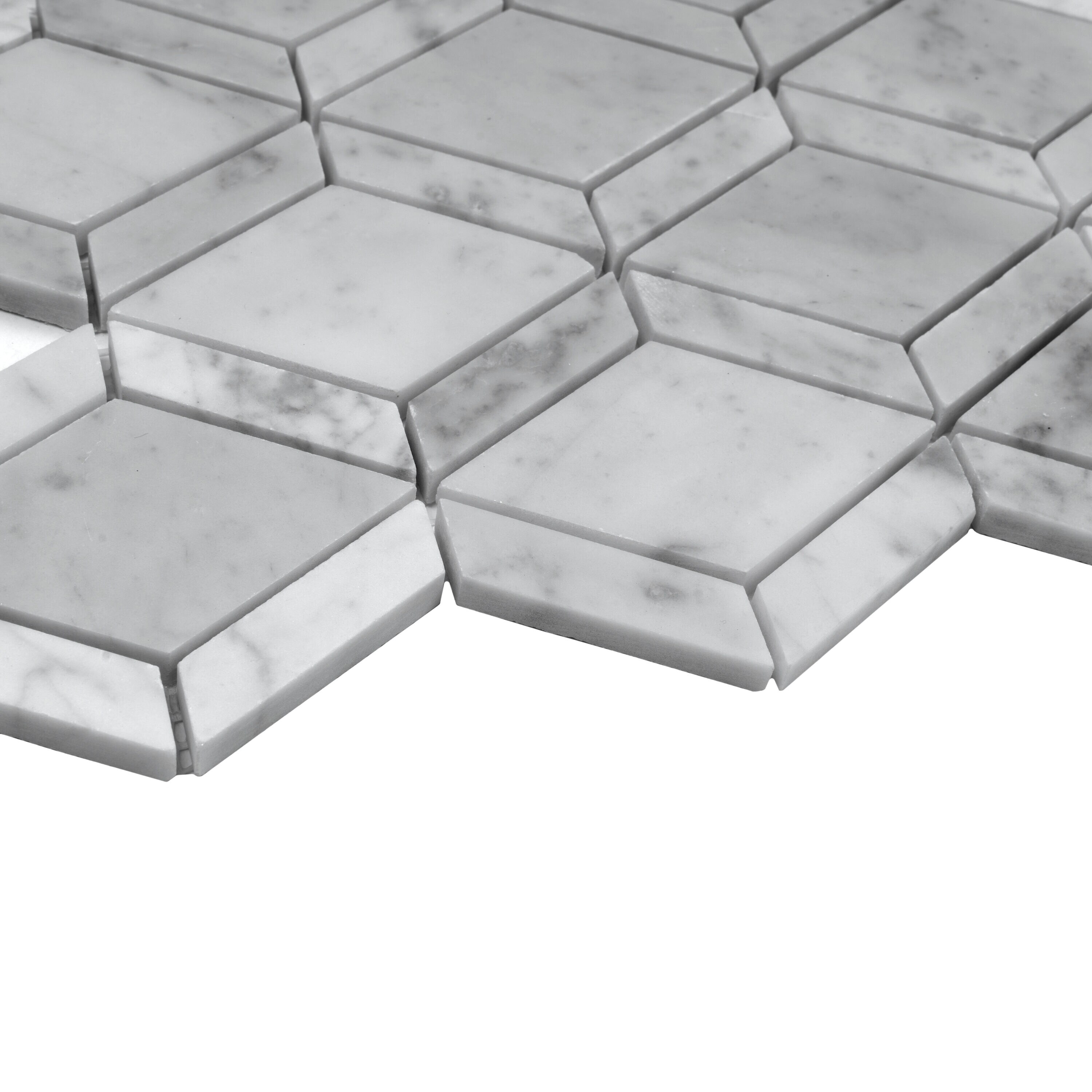 Apollo Tile (Sample) Gray 4-in x 4-in Carrara-look Marble Diamond Mosaic Floor and Wall Tile
